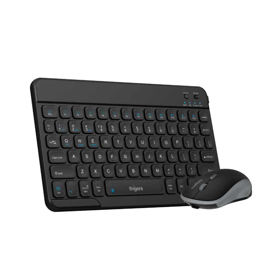 Fingers MiniClicks Duo D7 Wireless Keyboard and Mouse Combo (Black)