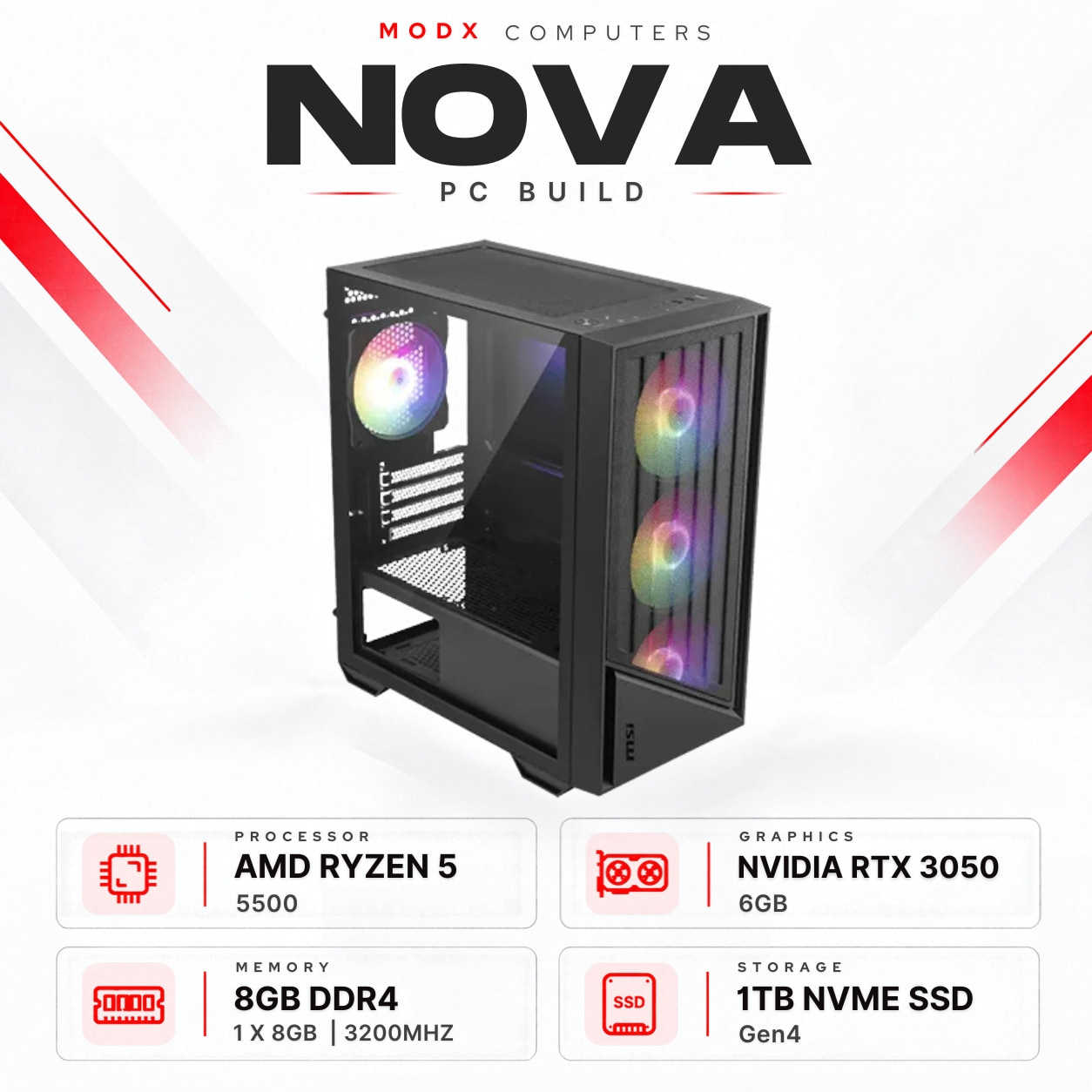 Nova R5 5500 + RTX 3050 6GB Pro PC Build