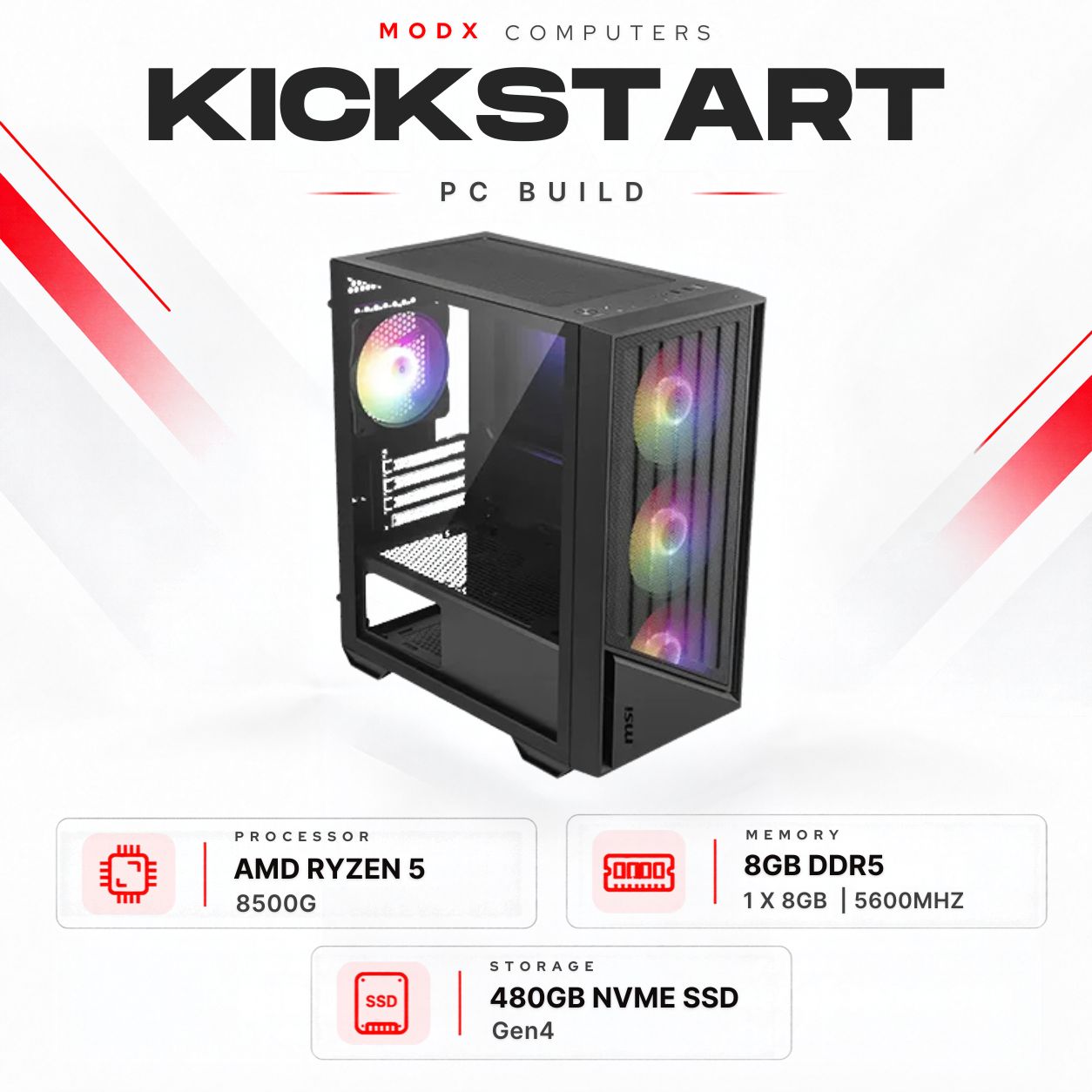 Kickstart 8500G Shadow PC Build