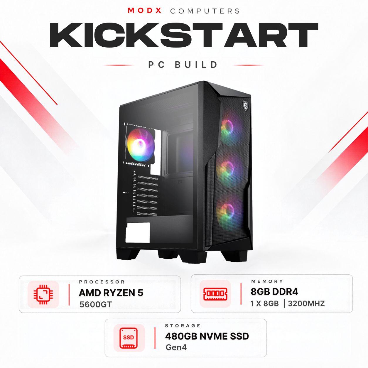 Kickstart 5600GT Shadow PC Build