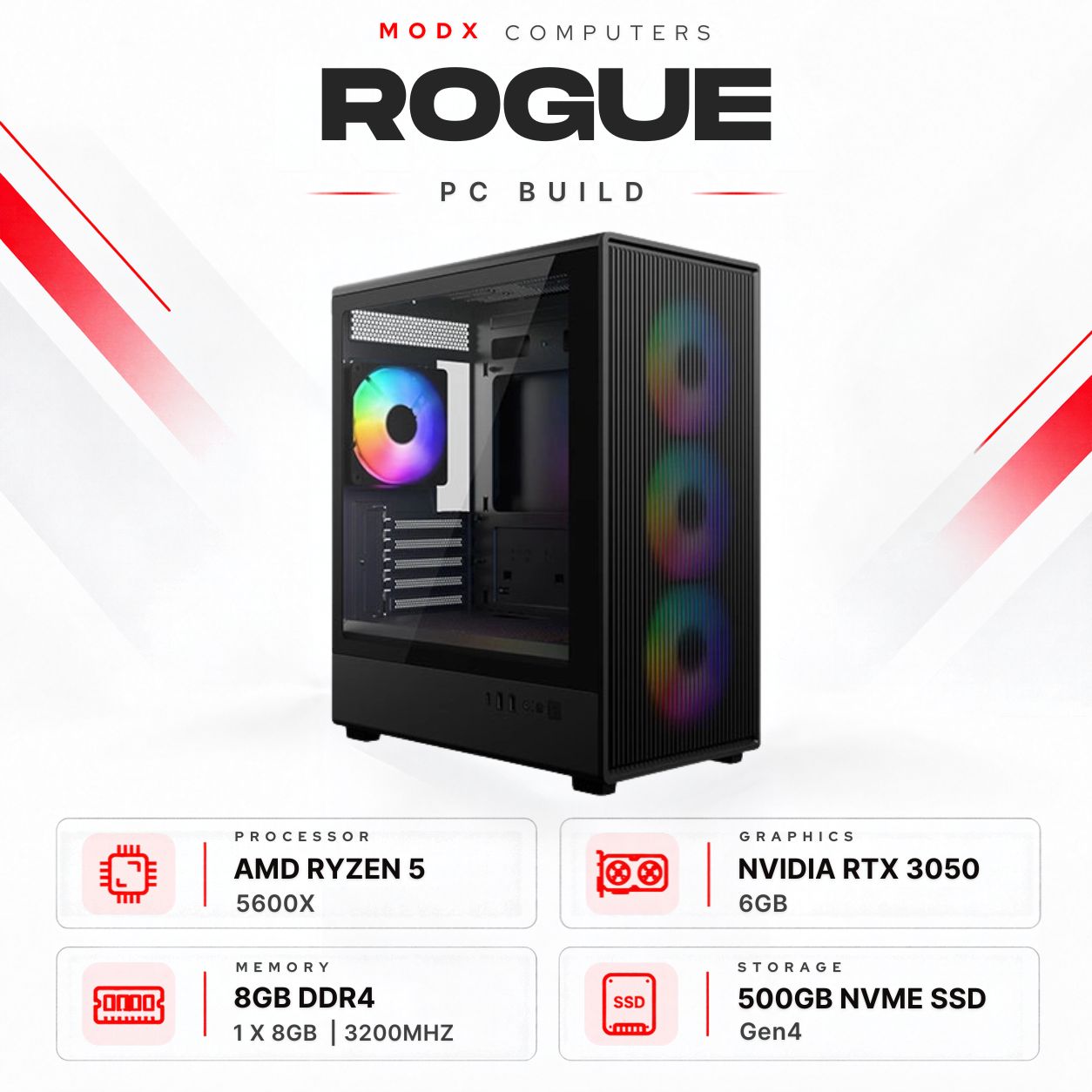 Rogue R5 5600X + RTX 3050 6GB Shadow PC Build