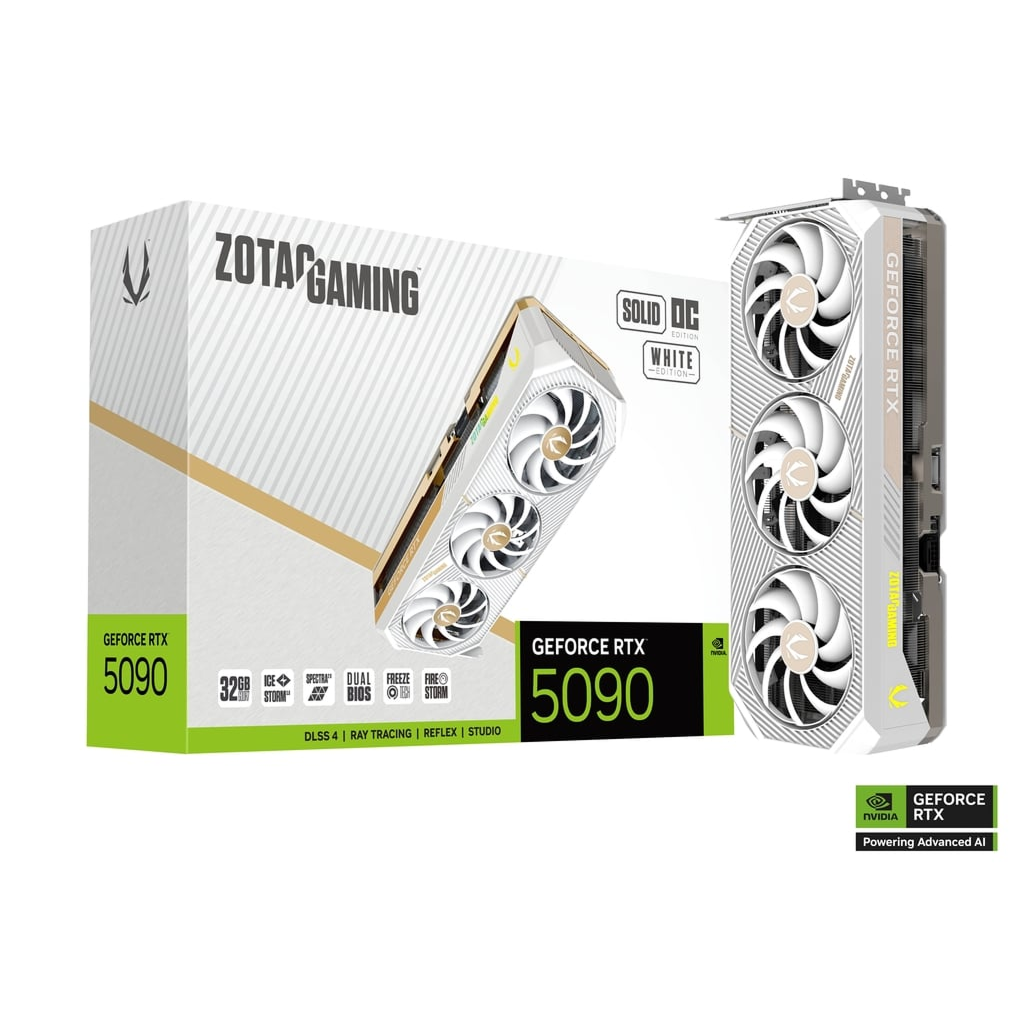 Zotac RTX 5090 Solid OC White Edition 32GB GDDR7 (WHITE) Graphics Card