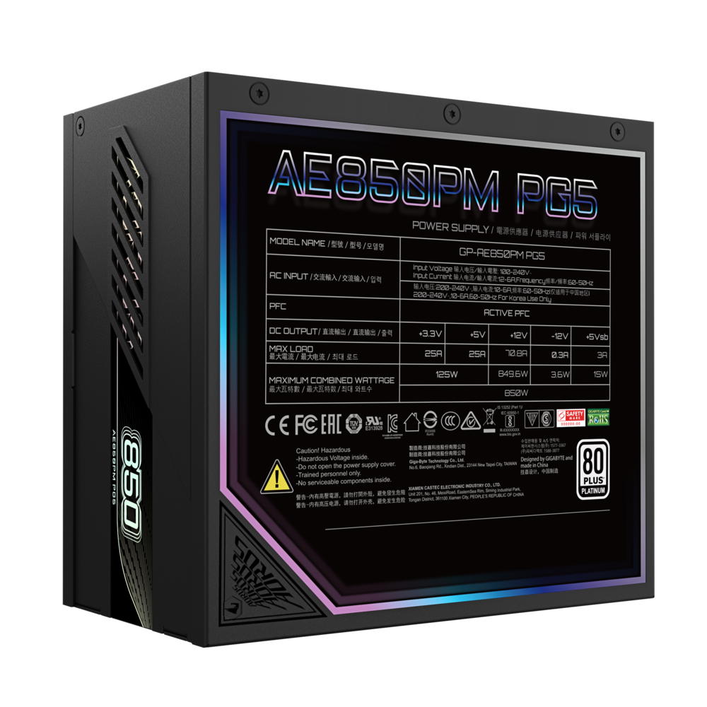 Buy Gigabyte Aorus Elite P850W PG5 ATX 3.1 850 Watts 80 Plus Platinum Fully Modular Power Supply