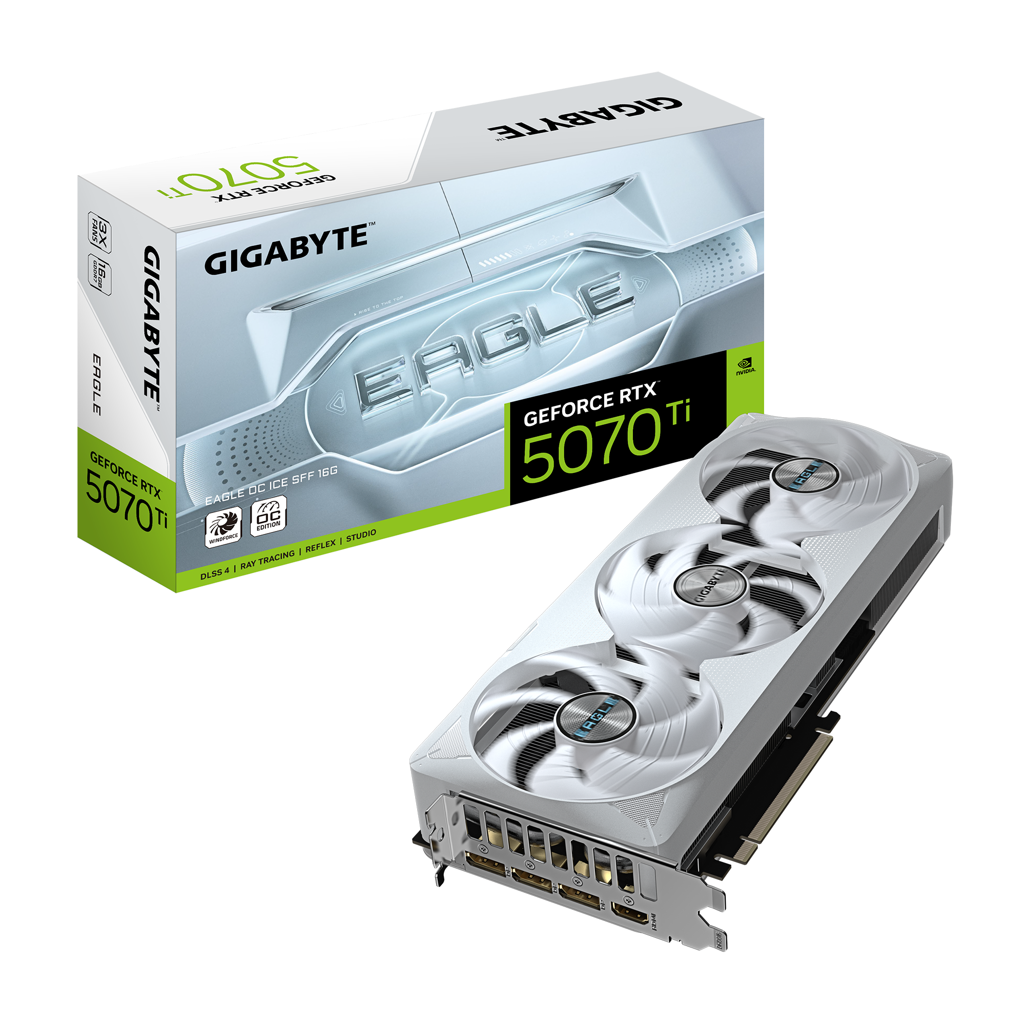 Gigabyte RTX 5070 Ti Eagle OC ICE SFF 16GB GDDR7 (WHITE) Graphics Card
