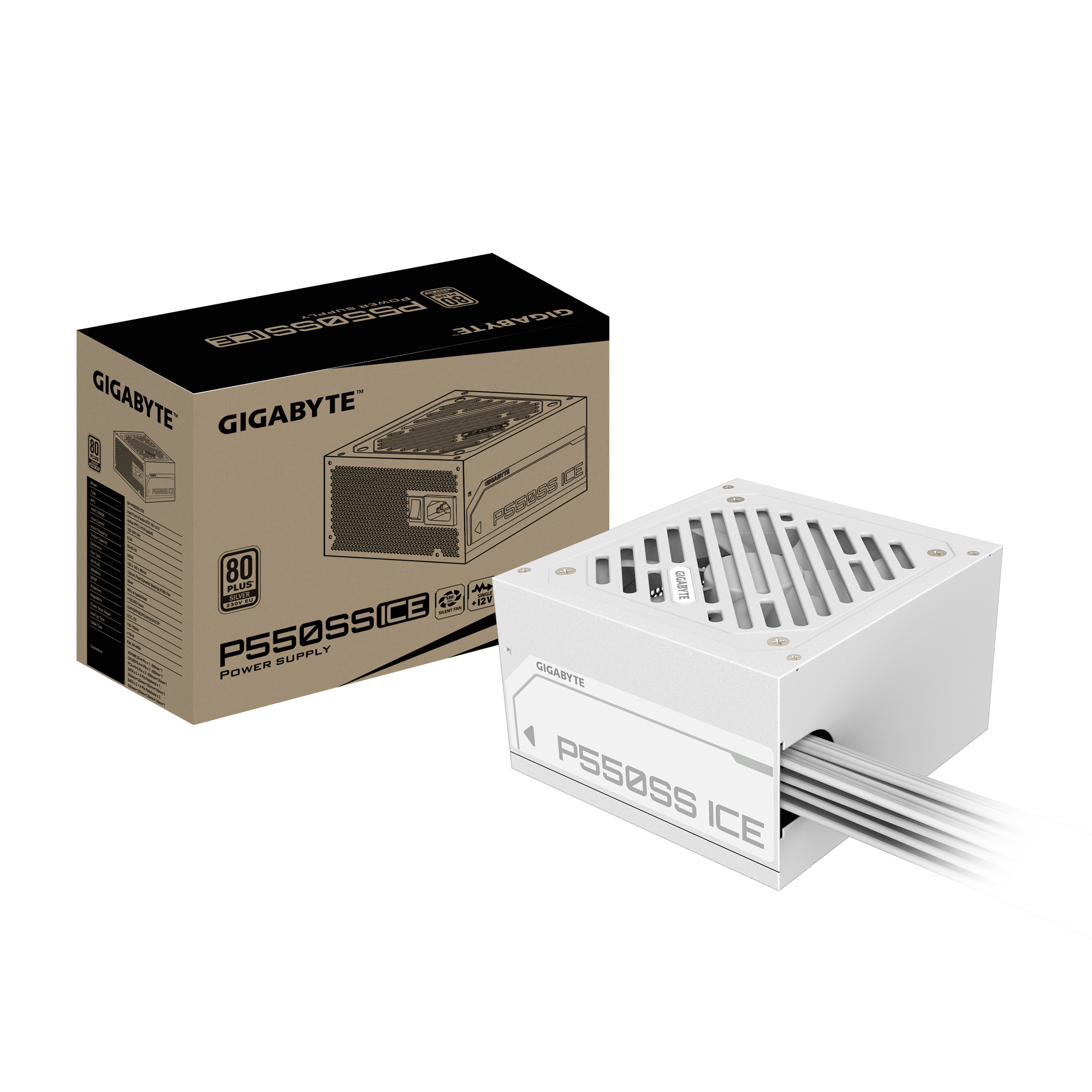 Gigabyte P550SS ICE ATX 3.0 550 Watt 80 Plus Silver (White) image 7