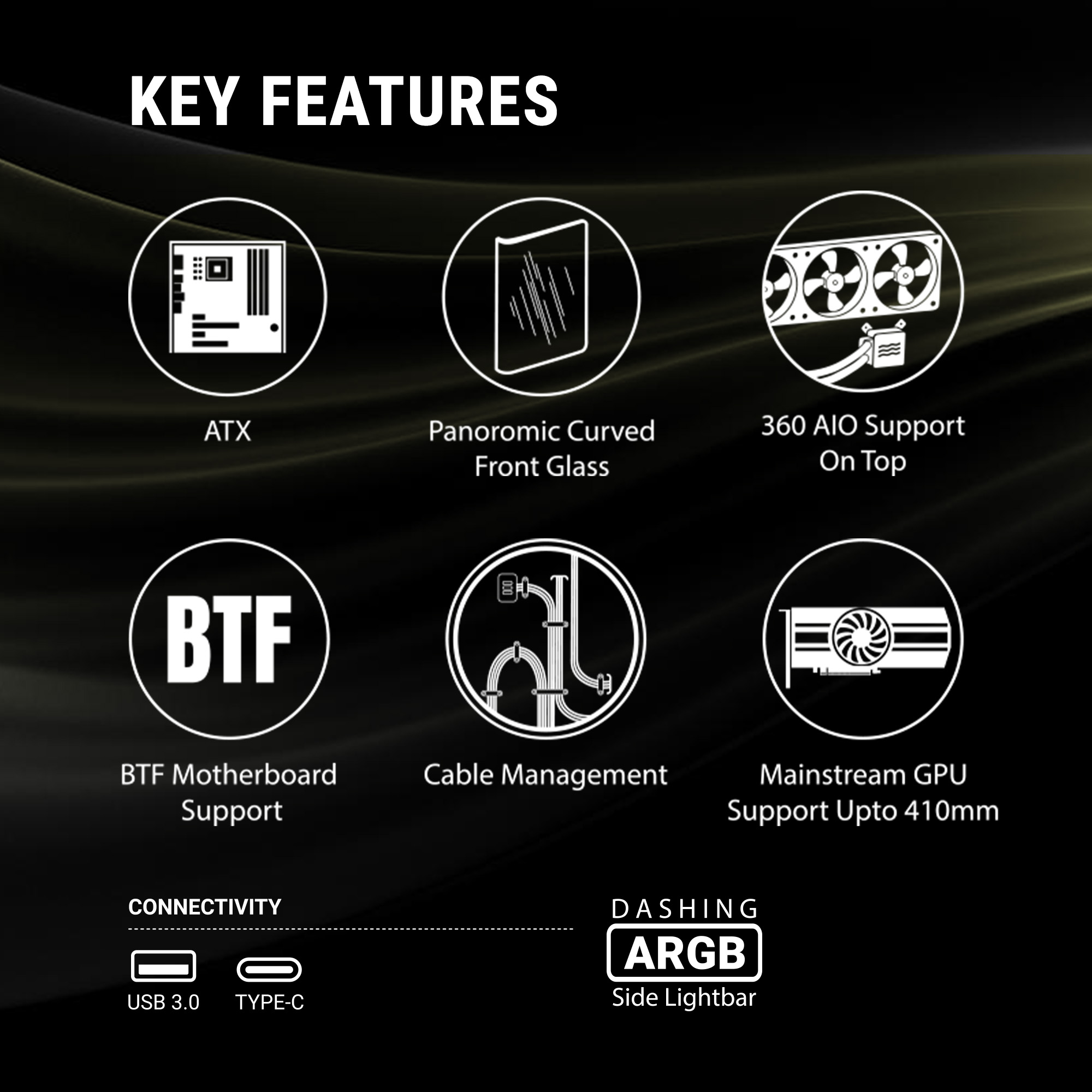 Ant Esports Crystal ARC ARGB (Black) Cabinet image 7