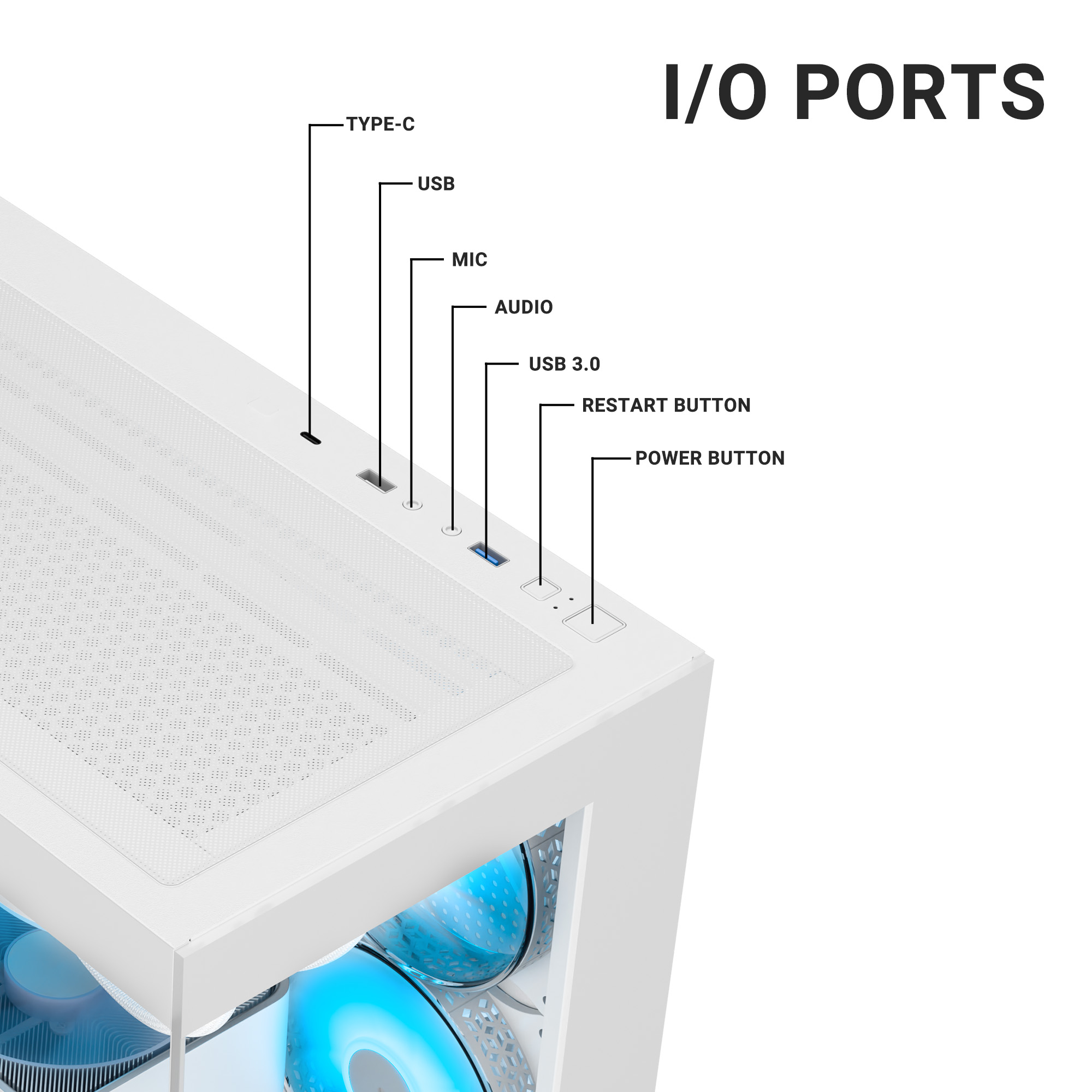 Ant Esports Crystal X7 ARGB (White) Cabinet Ant