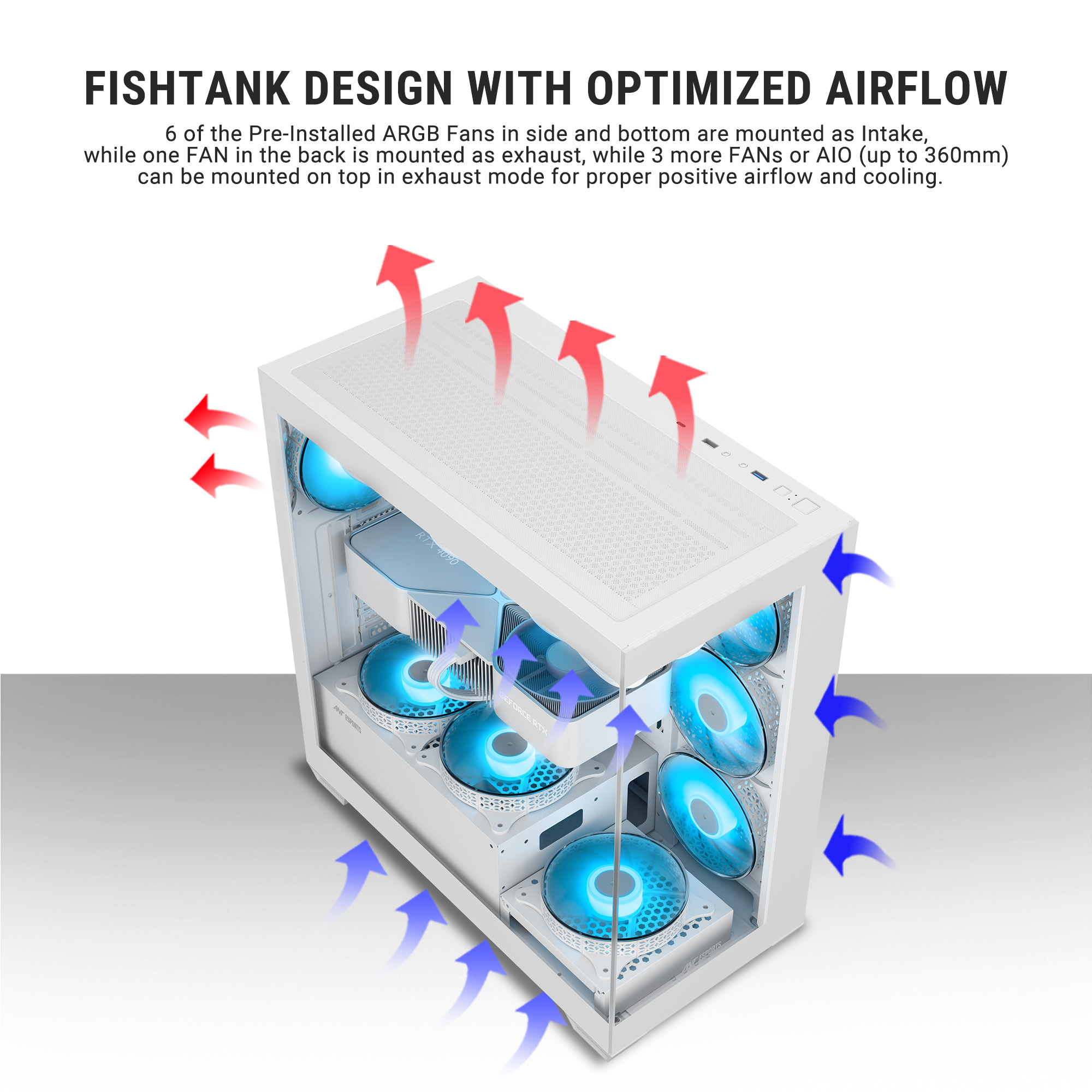 Ant Esports Crystal X7 ARGB (White) Cabinet image 8