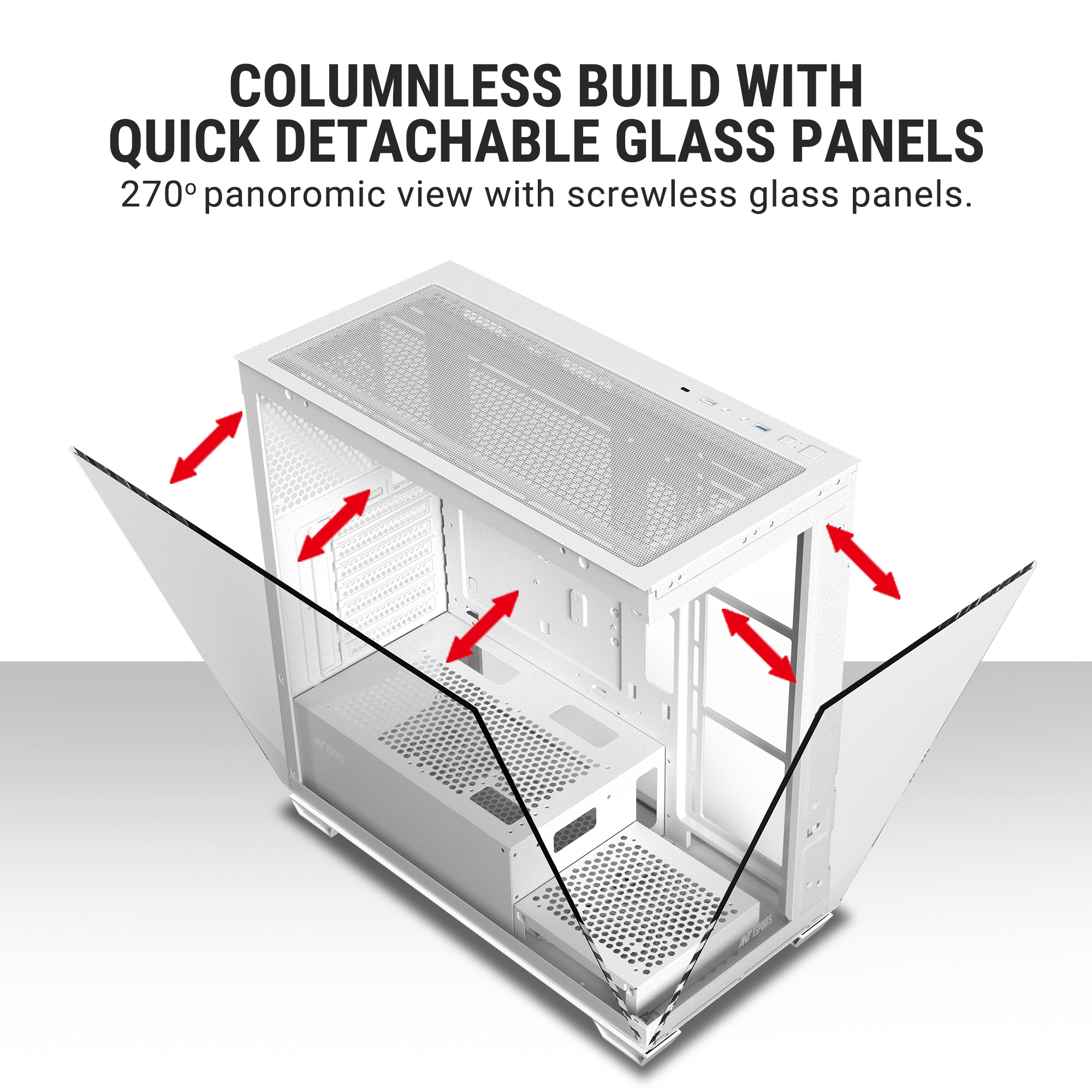 Ant Esports Crystal X7 ARGB (White) Cabinet Esports