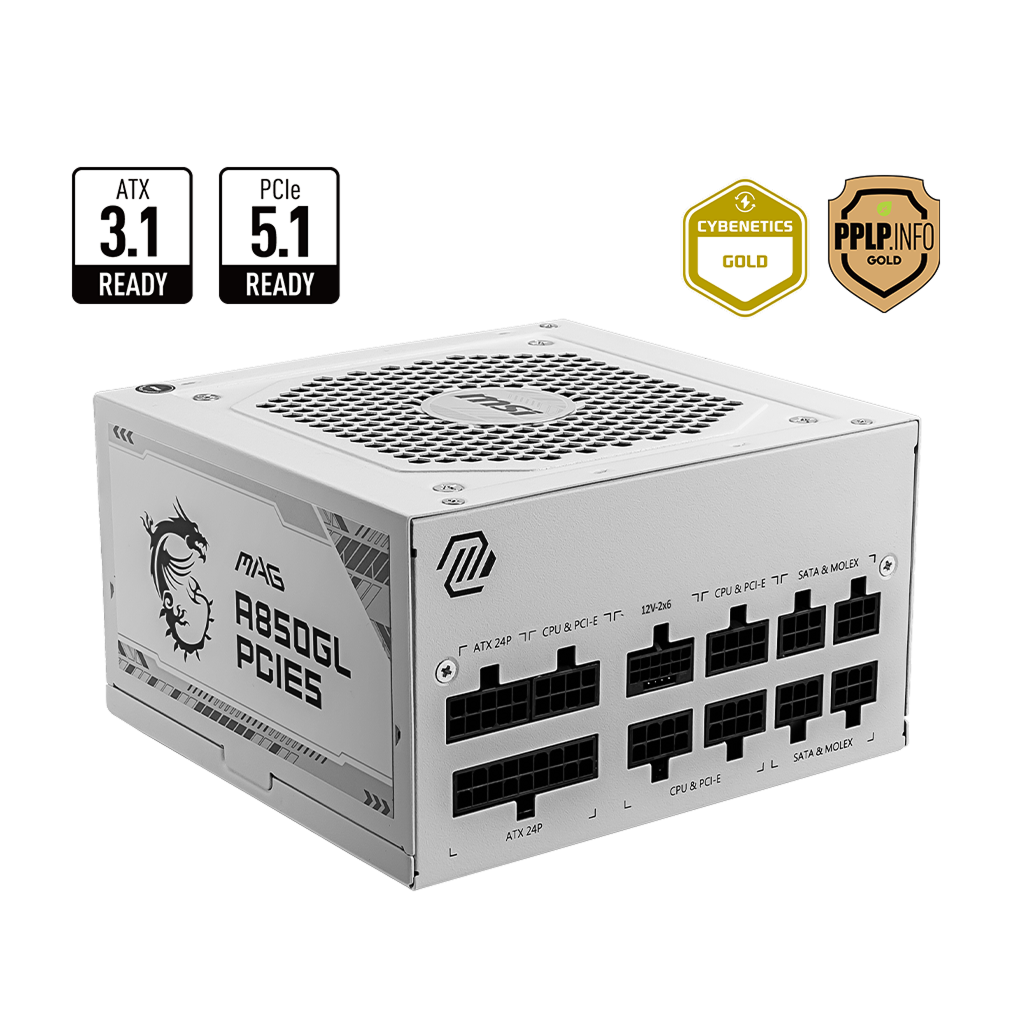 MSI MAG A750GL PCIE 5.0 750W 80+ Gold Fully Modular Gaming Power Supply (Refurbished)