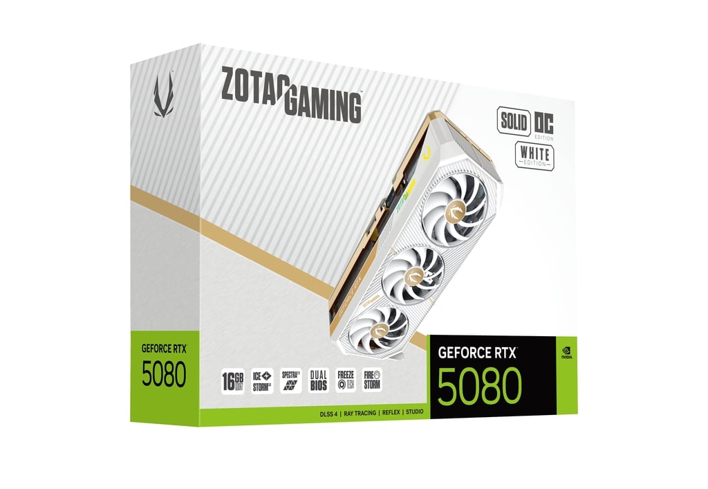 Zotac RTX 5080 Solid OC Edition (WHITE) 16GB Graphics Card image 8