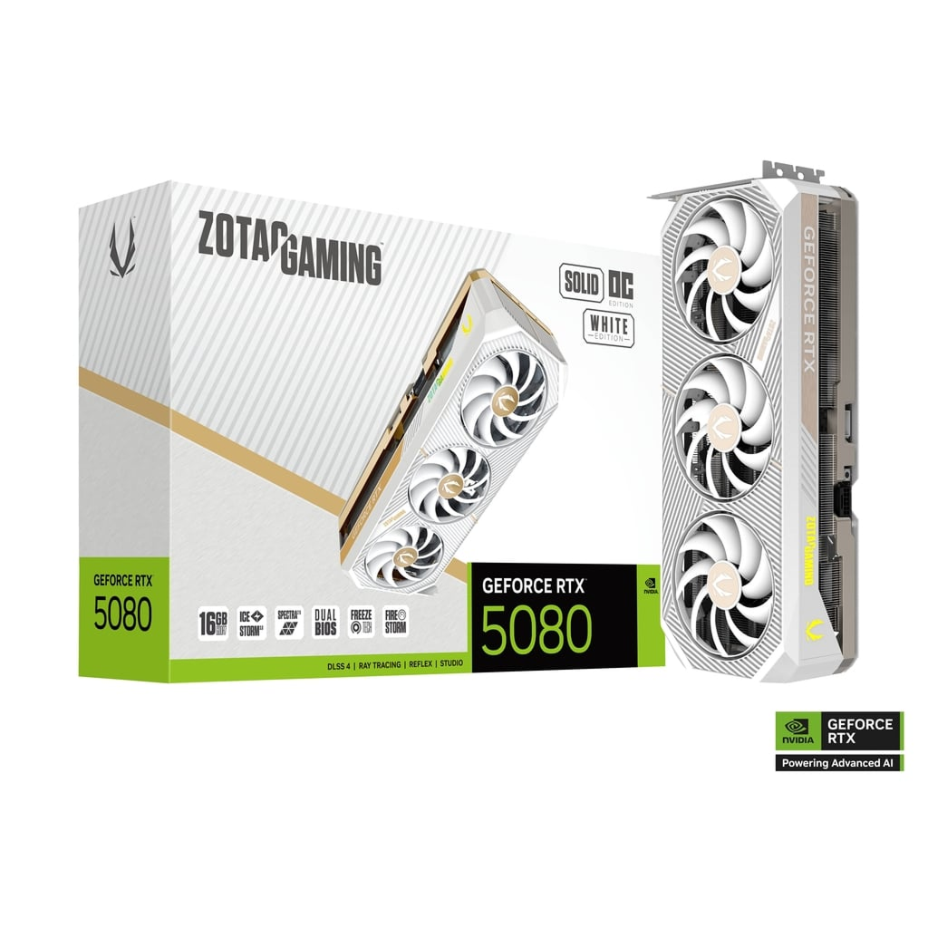 Zotac RTX 5080 Solid OC Edition (WHITE) 16GB Graphics Card image 7