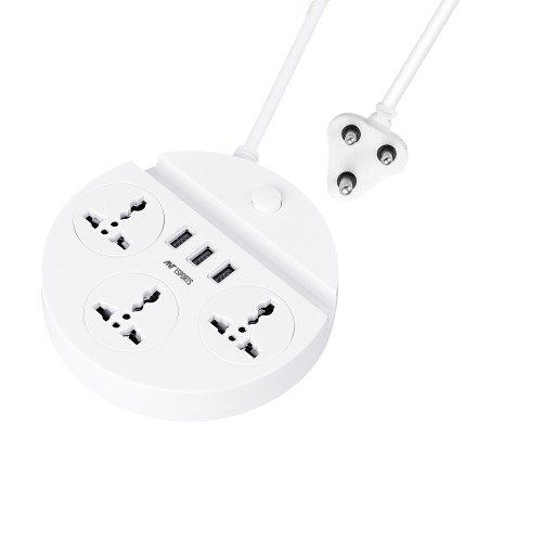 Ant Esports PS330 Power Strip with 3 Universal Sockets, 3 USB Ports (White)