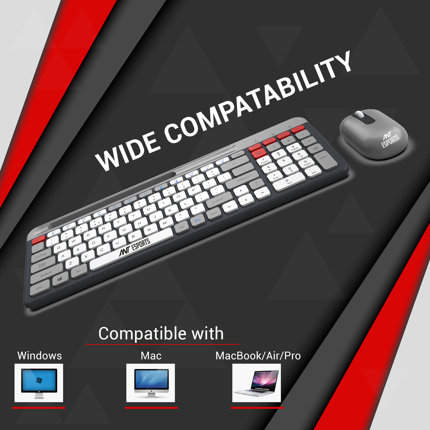 Ant Esports WKM22 Wireless (Grey) Keyboard and Mouse Combo Ant