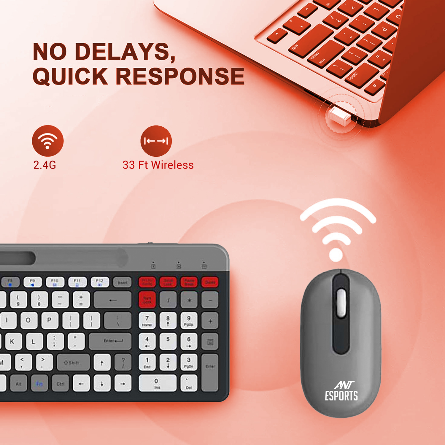 Ant Esports WKM22 Wireless (Grey) Keyboard and Mouse Combo Esports