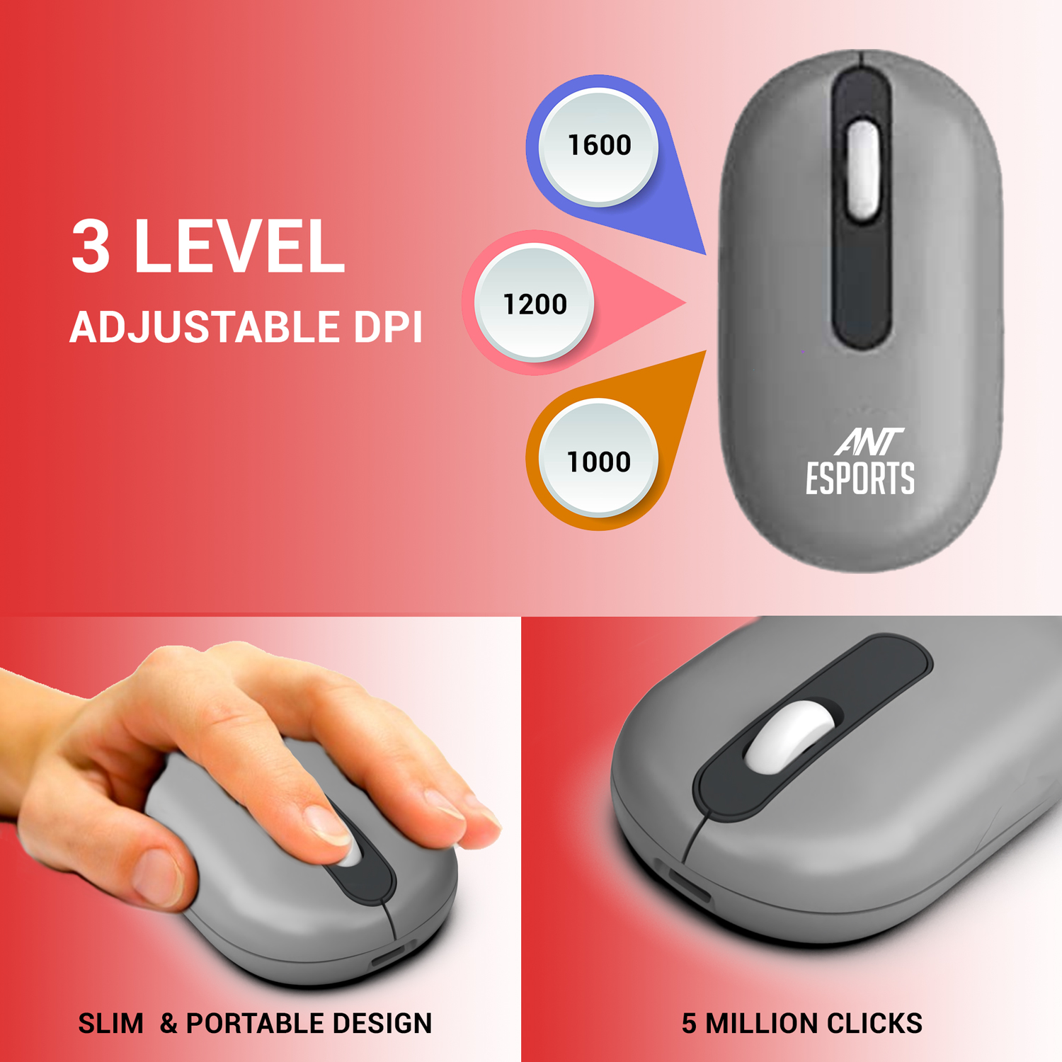Ant Esports WKM22 Wireless (Grey) Keyboard and Mouse Combo modxcomputers