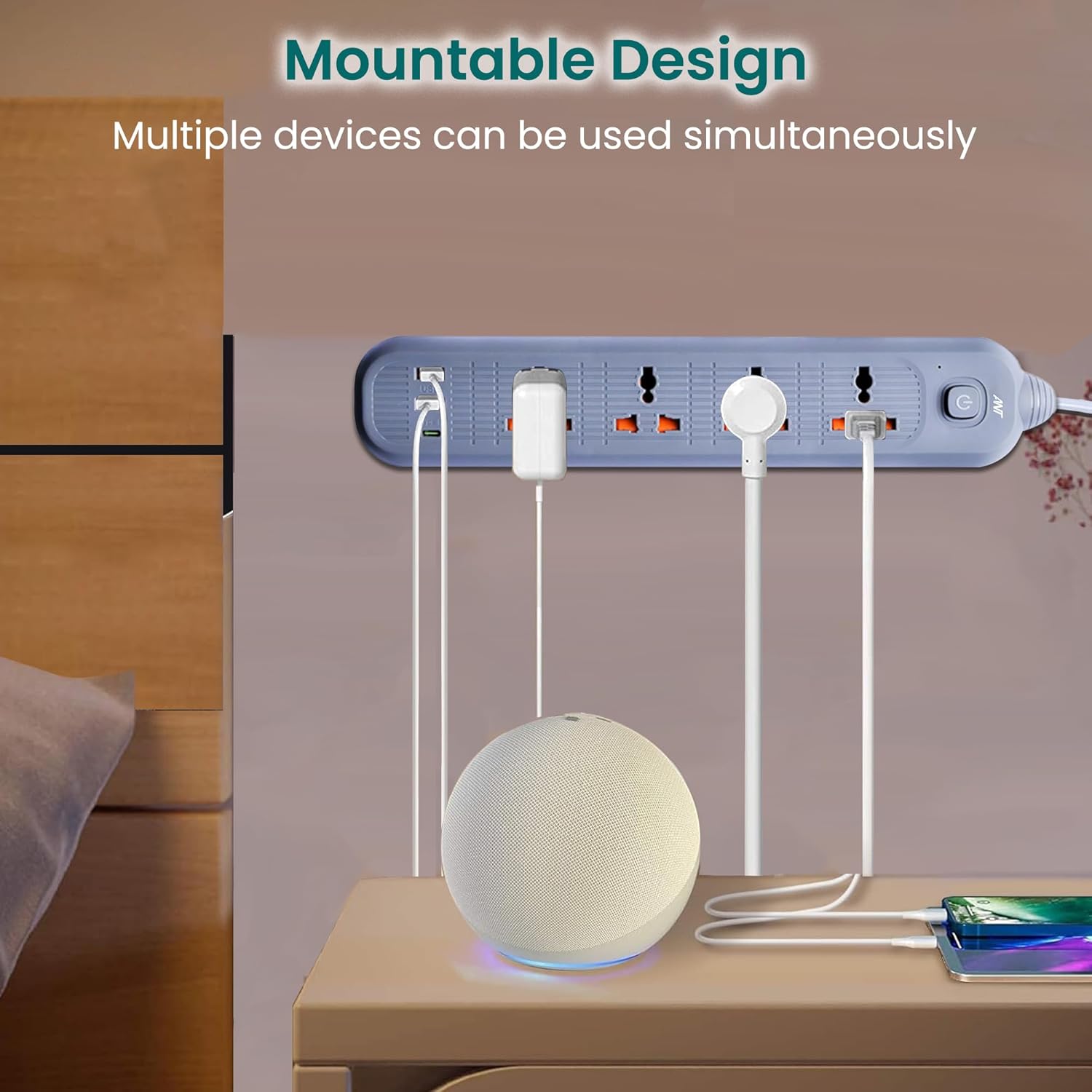 Buy Ant Plus PS421 Power Strip with 4 Universal Socket, 2 USB, 1 Type-C Ports (Grey) Power Strip