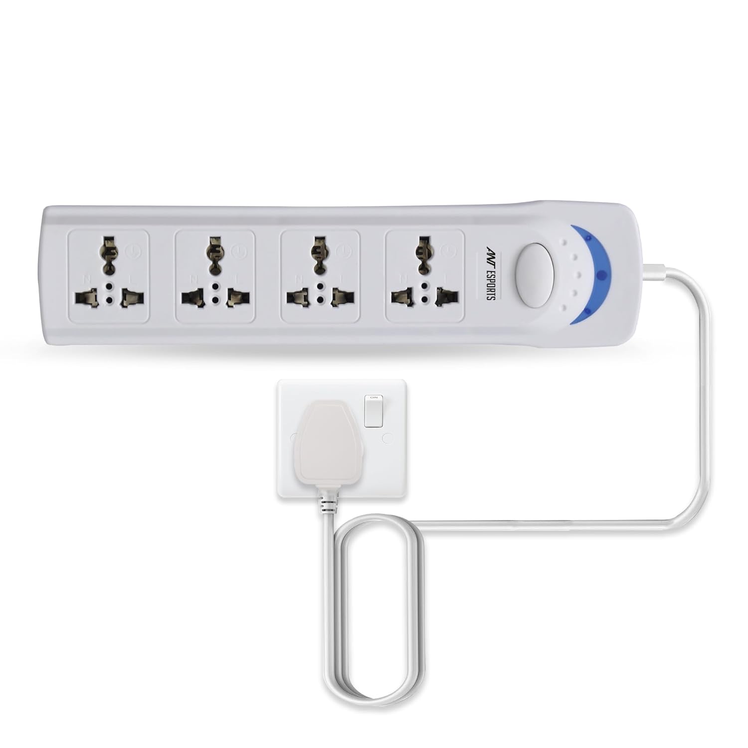 Ant Esports PS400 Power Strip with 4 Universal Socket (White) Power Strip