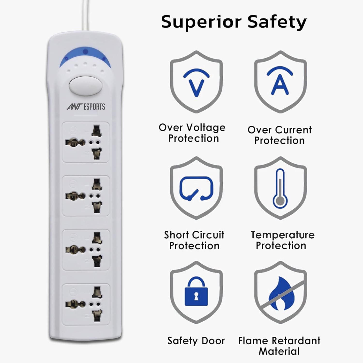 Ant Esports PS400 Power Strip with 4 Universal Socket (White) Power Strip modxcomputers