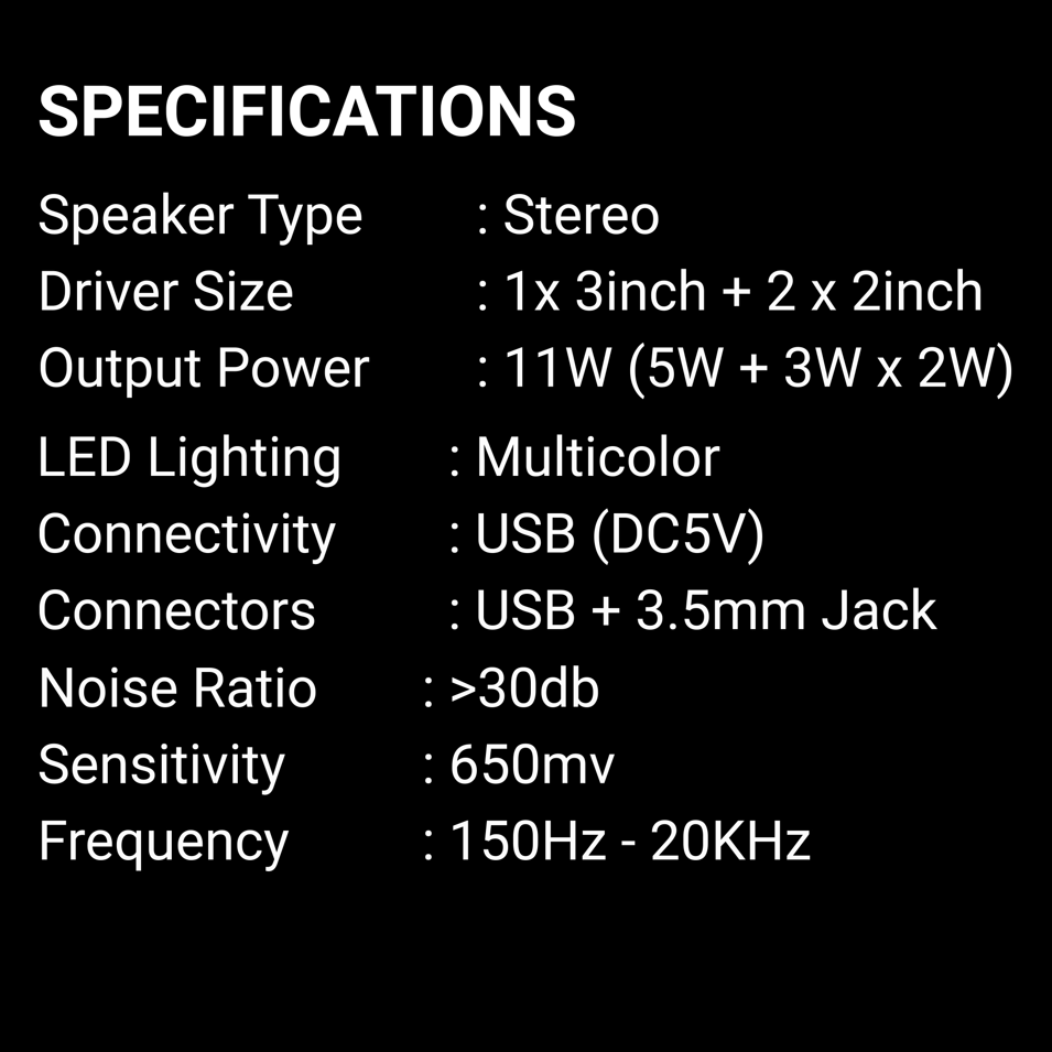 Ant Esports GS270 2.1 Channel RGB Stereo Gaming Speaker image 9