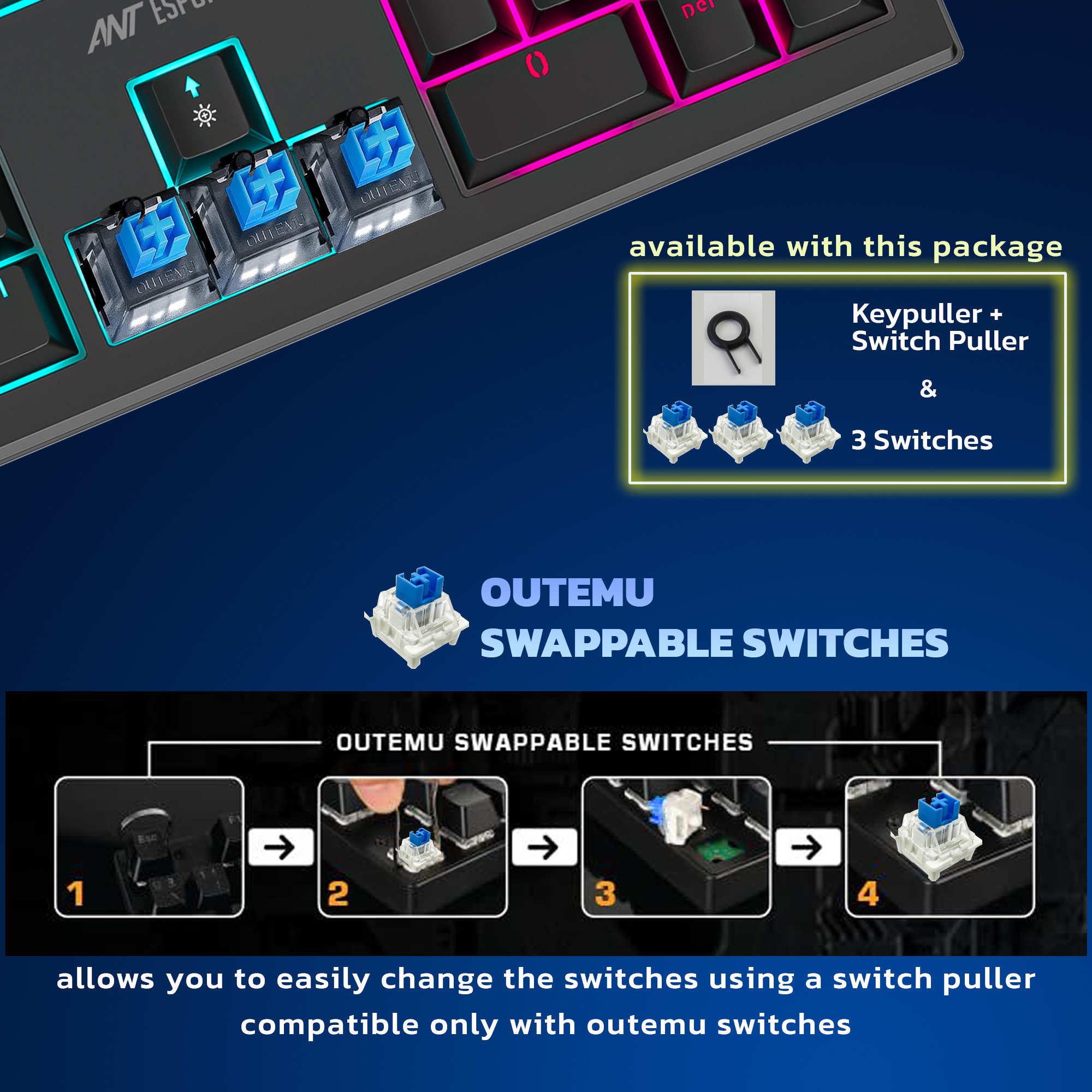 Ant Esports MK1850 Blue Switches Mechanical (Black) Gaming Keyboard Esports