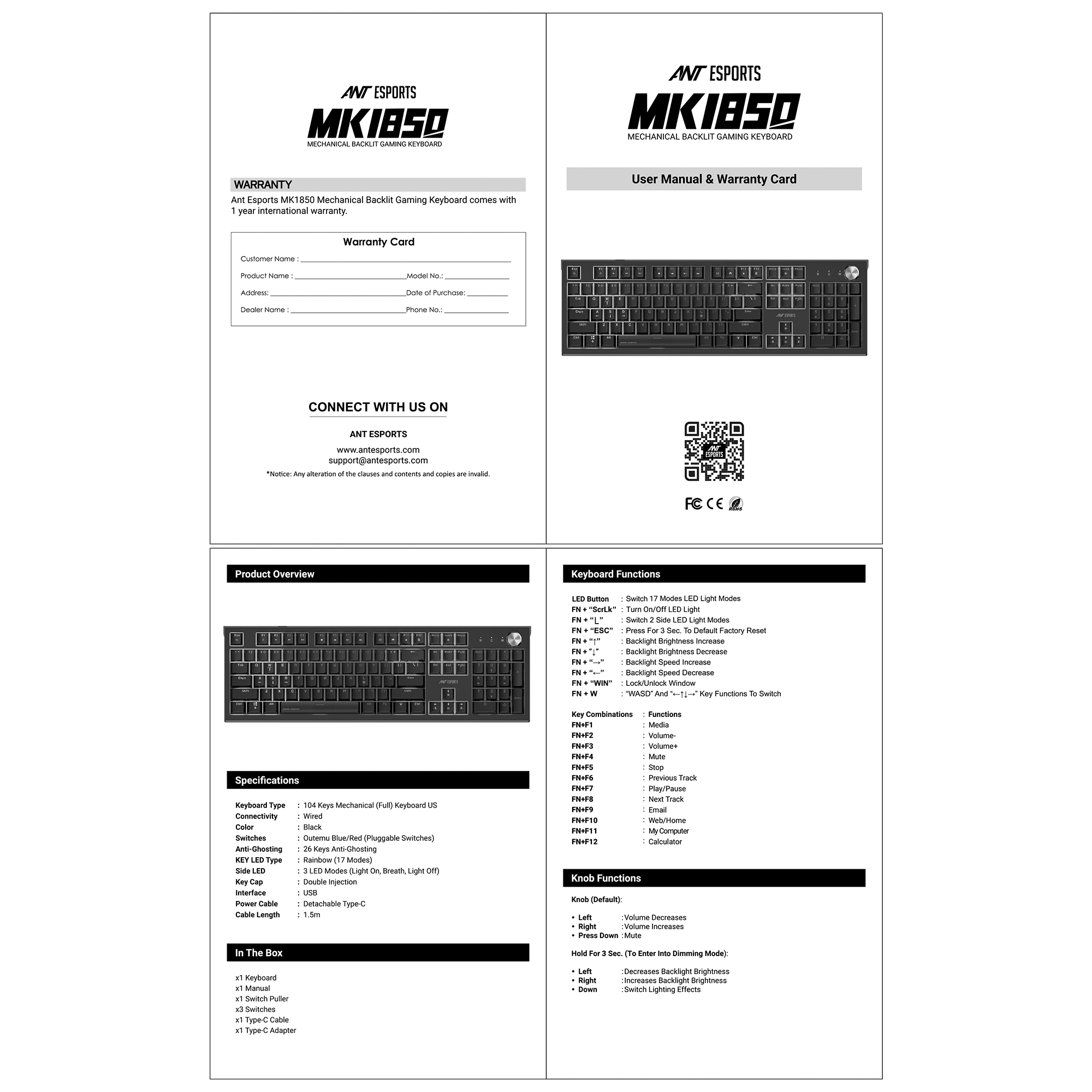 Ant Esports MK1850 Blue Switches Mechanical (Black) Gaming Keyboard image 9