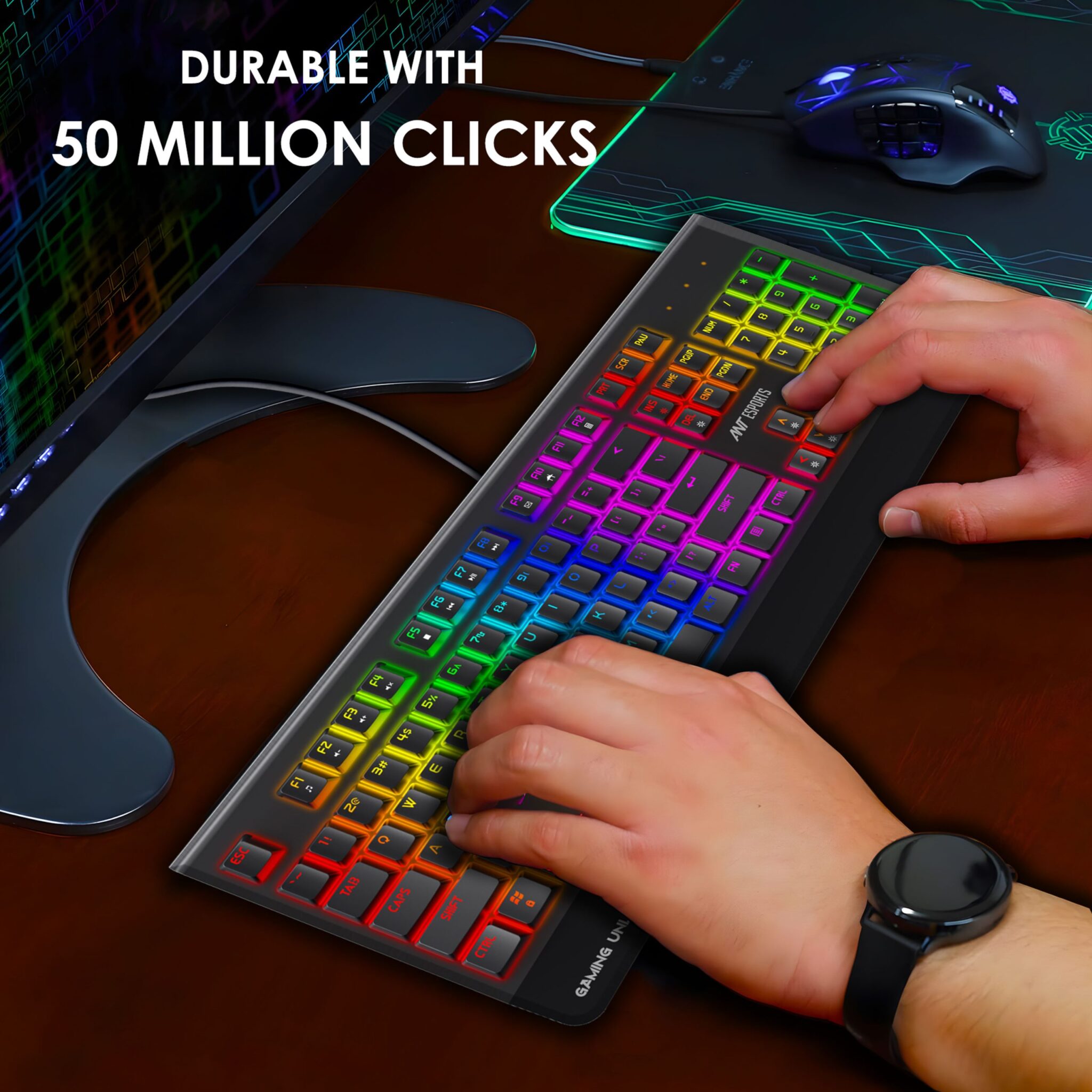 Ant Esports MK4000 RGB Mechanical Gaming Keyboard with Per Key RGB (Red Switches) (Black) Keyboard Esports