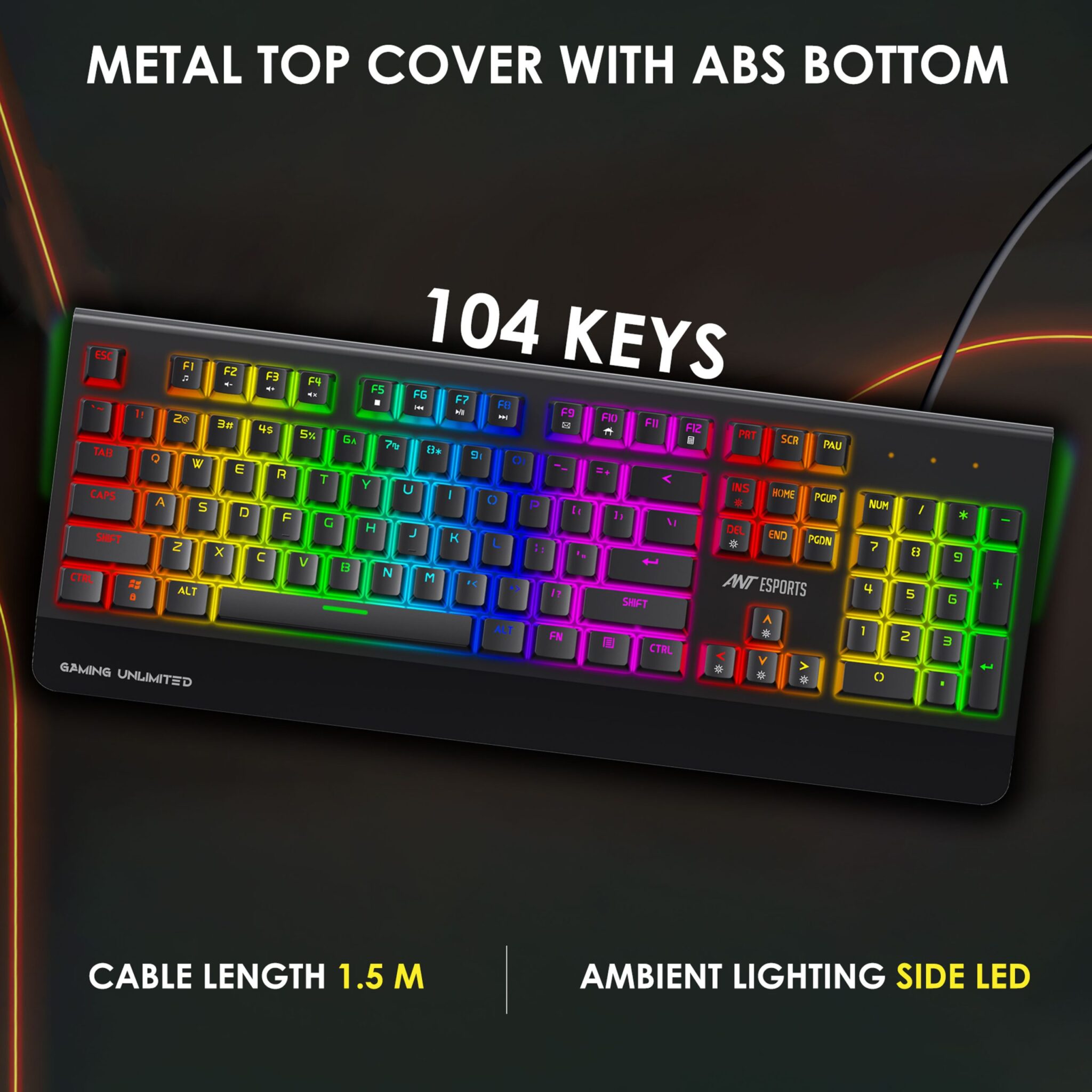 Ant Esports MK4000 RGB Mechanical Gaming Keyboard with Per Key RGB (Red Switches) (Black) Keyboard image 7