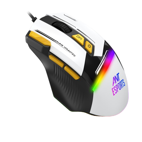 Ant Esports GM333 Wired Optical Ergonomic Design (Black-White-Yellow) Gaming Mouse