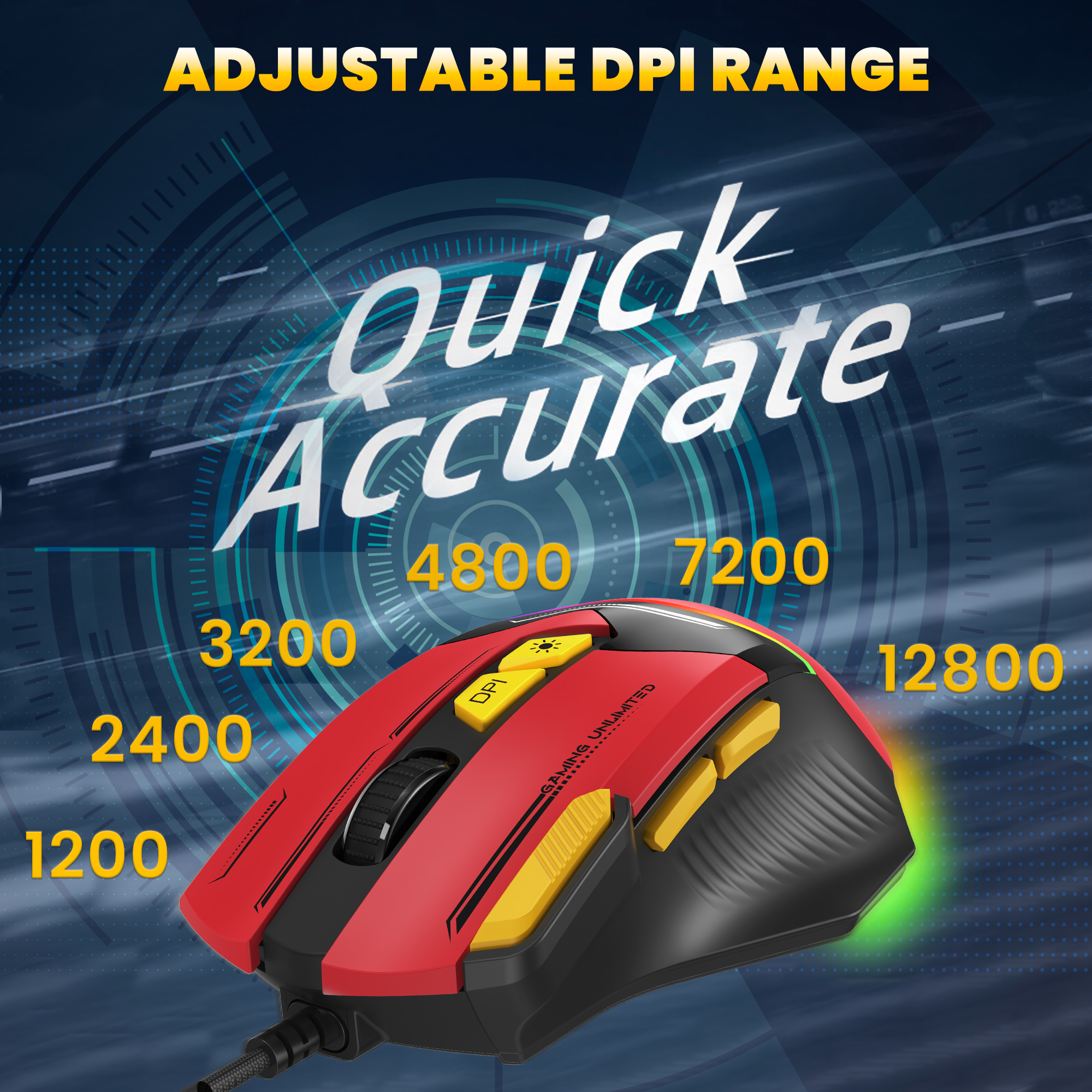 Ant Esports GM333 Wired Optical Ergonomic Design (Black-Red-Yellow) Gaming Mouse image 6