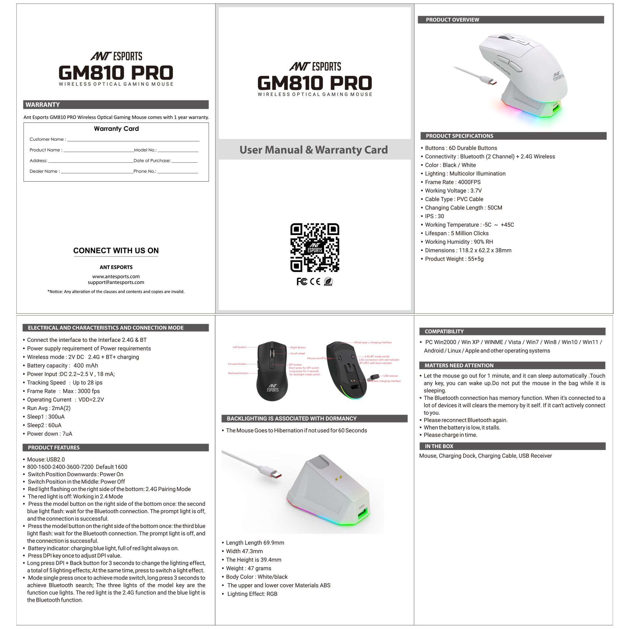 Ant Esports GM810 Pro Wireless Optical (White) Gaming Mouse image 9