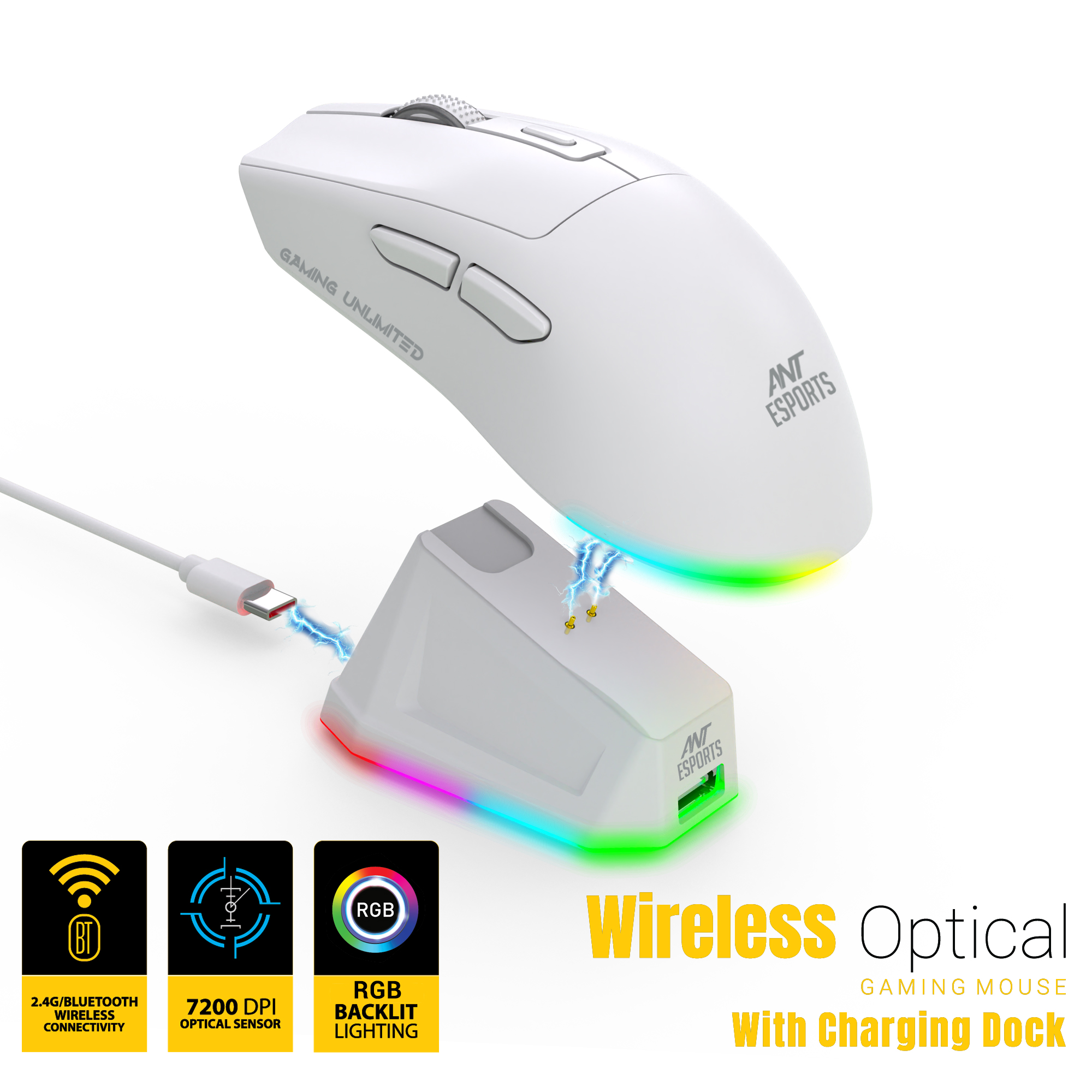 Ant Esports GM810 Pro Wireless Optical (White) Gaming Mouse Ant