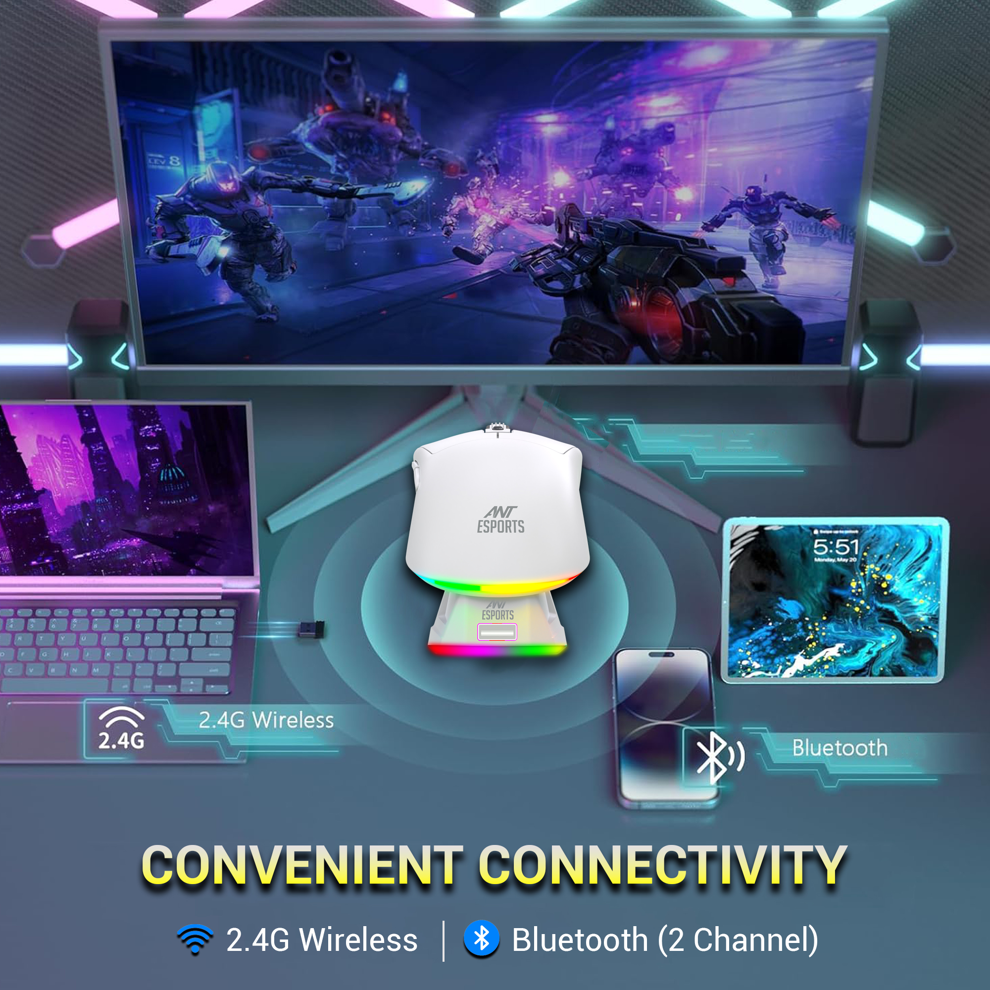 Ant Esports GM810 Pro Wireless Optical (White) Gaming Mouse image 6