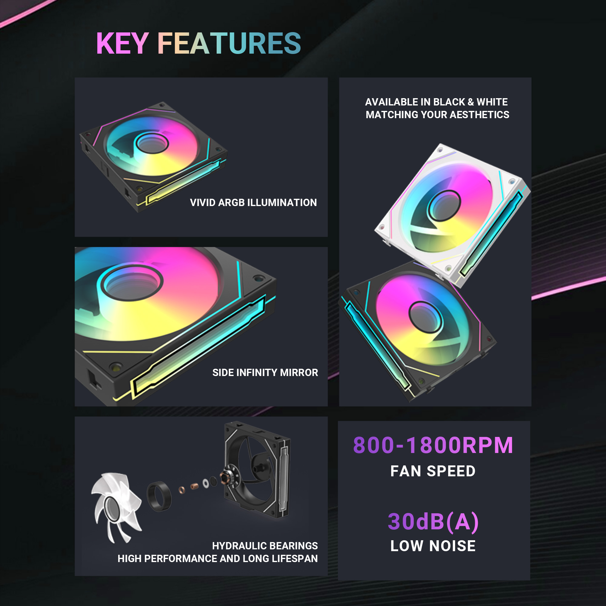 Ant Esports Stackerflow 120mm ARGB (Triple Pack) (Black) Case Fans Esports