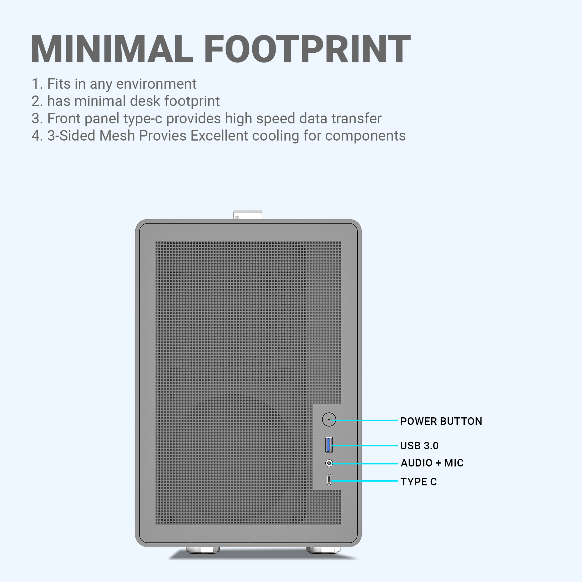 Ant Esports Box C Air Mini Tower Portable (Grey) Cabinet image 10