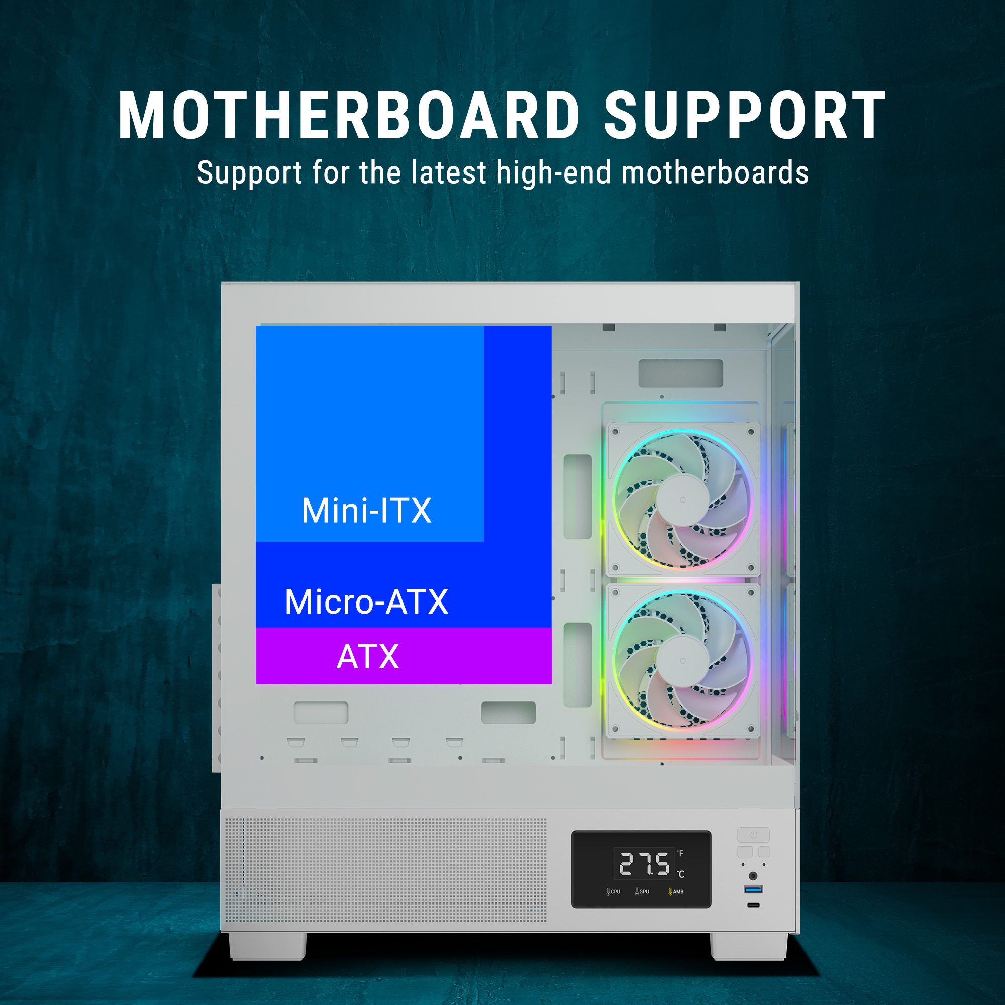 Ant Esports Crystal X3 LCD ARGB (White) Cabinet Esports