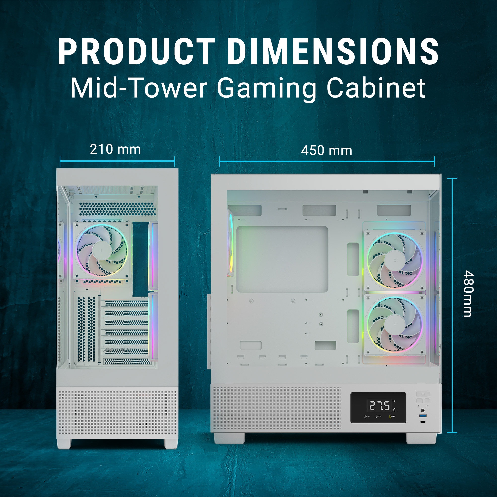 Ant Esports Crystal X3 LCD ARGB (White) Cabinet image 9