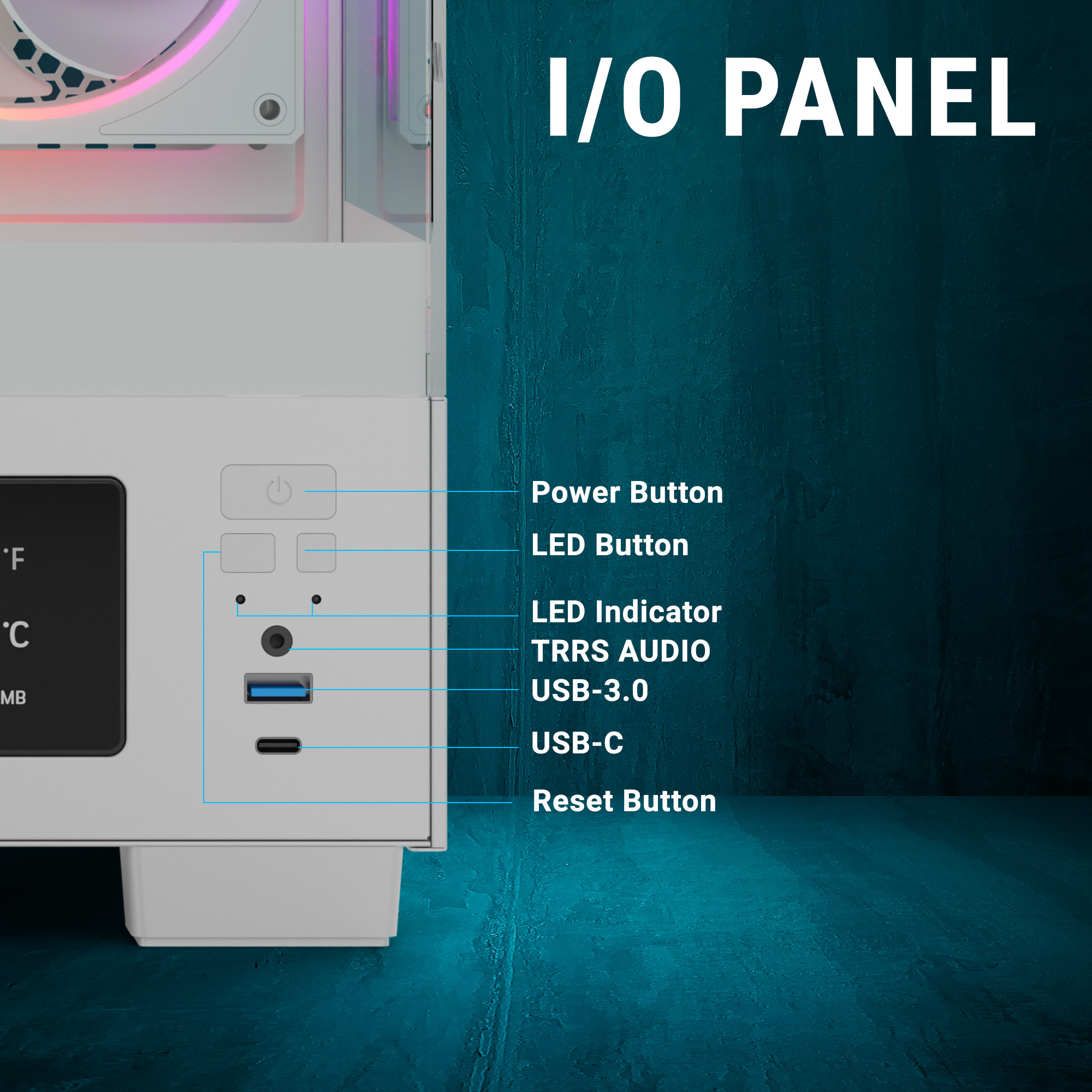 Ant Esports Crystal X3 LCD ARGB (White) Cabinet image 8