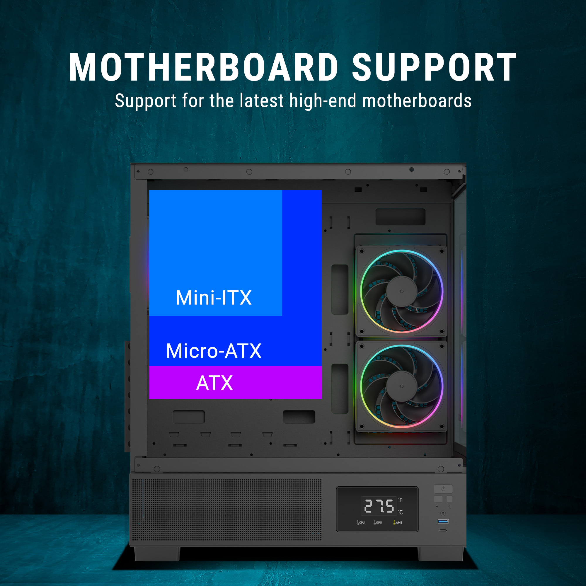 Ant Esports Crystal X3 LCD ARGB (Black) Cabinet Esports