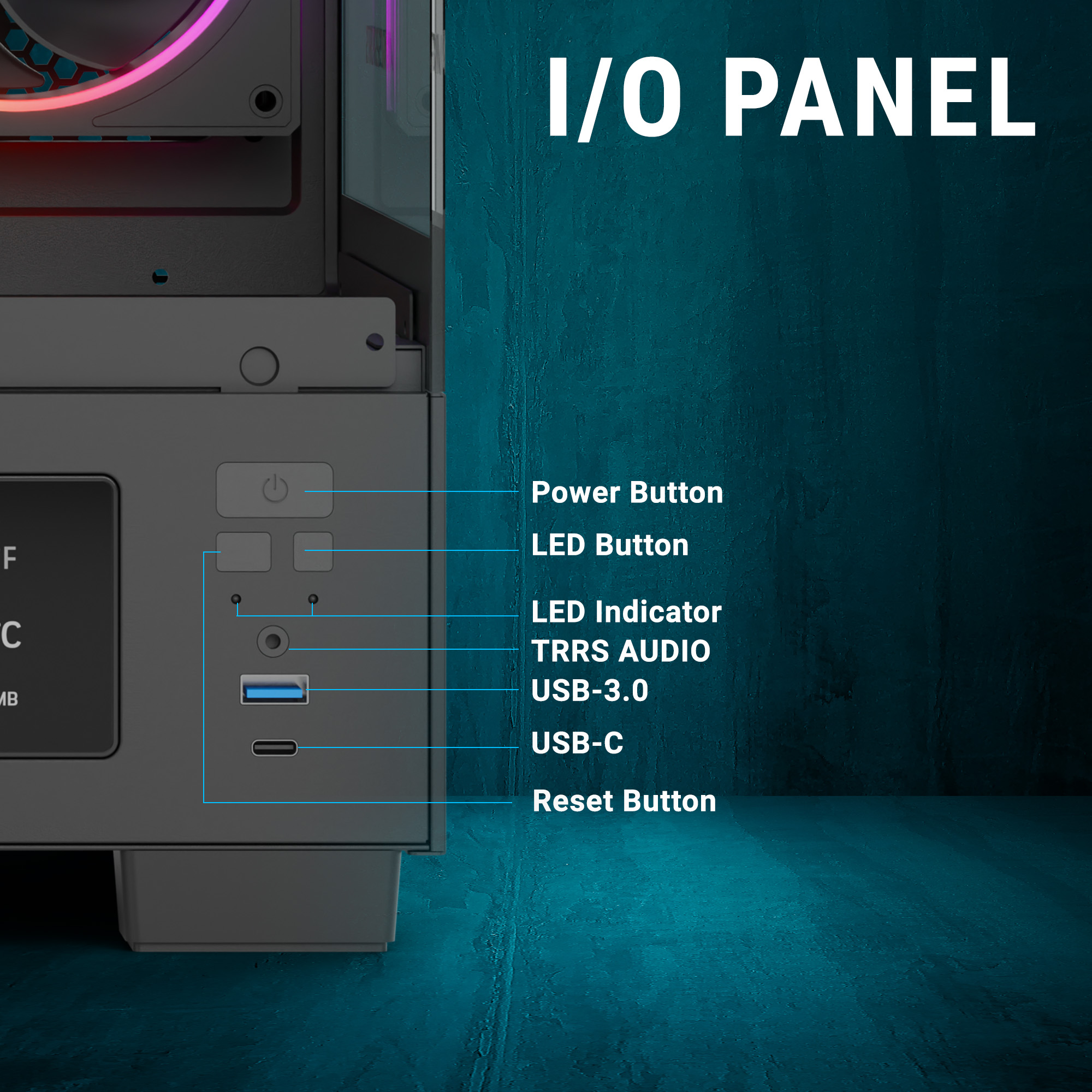 Ant Esports Crystal X3 LCD ARGB (Black) Cabinet image 8