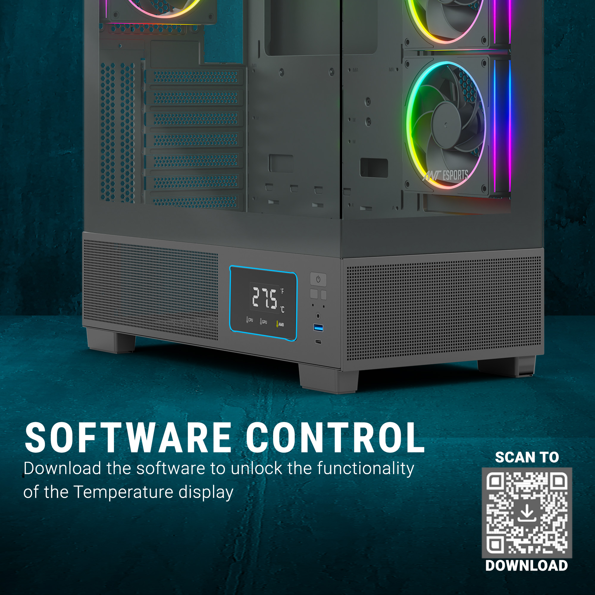 Ant Esports Crystal X3 LCD ARGB (Black) Cabinet image 14