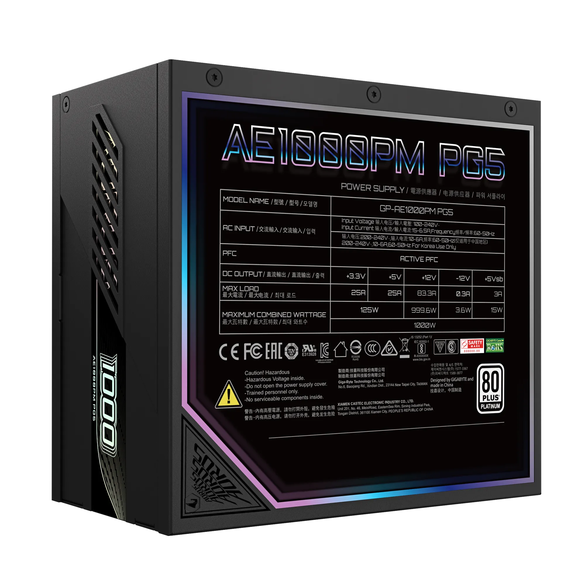 Gigabyte Aorus Elite 1000W PG5 ATX 3.1 1000 Watt 80 Plus Platinum Fully Modular Power Supply image 7