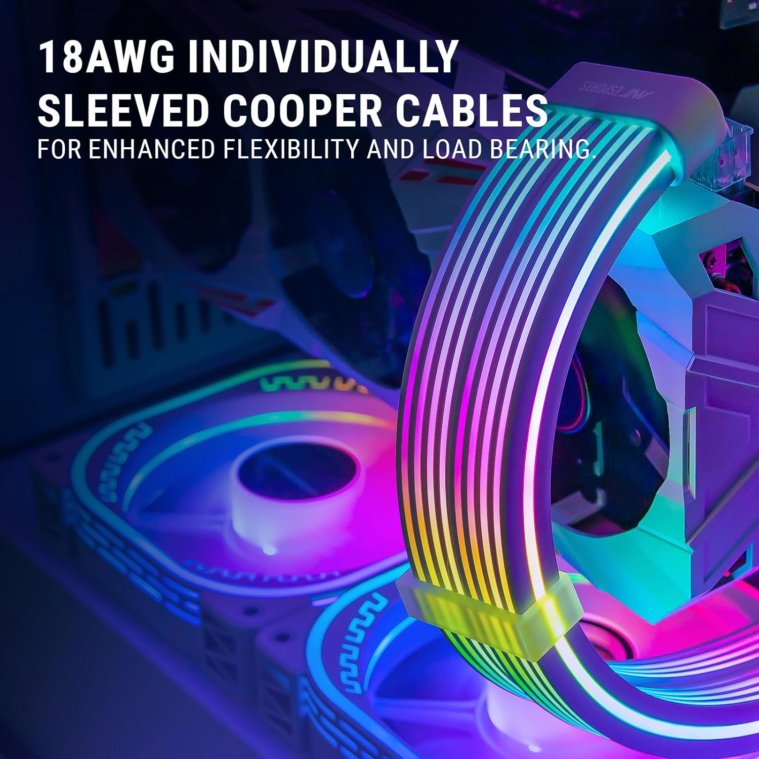 Ant Esports Neon Glow 24 Pin ARGB Extension Custom Cables Esports