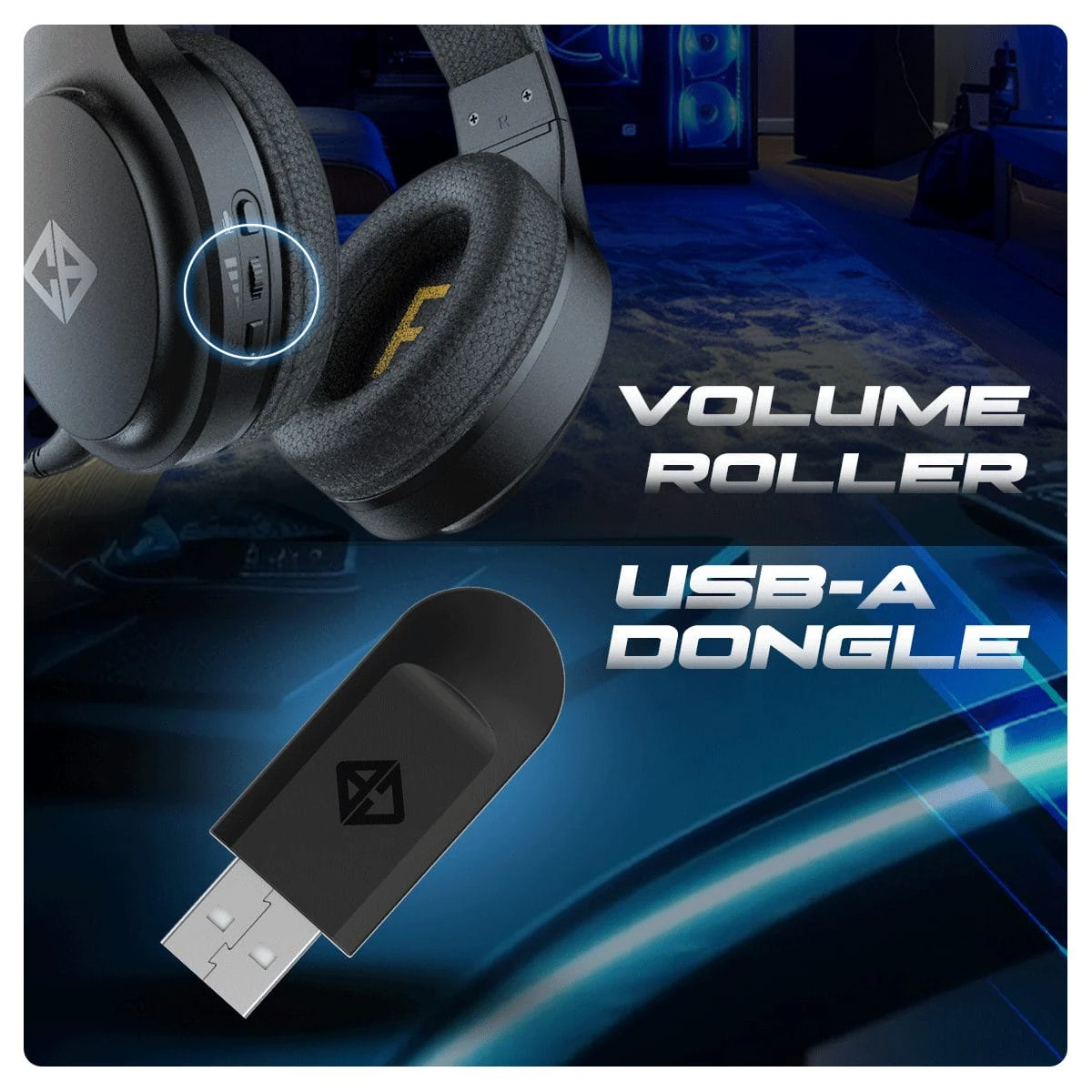 Cosmic Byte Inferno 2.4Ghz Wireless + Bluetooth + Wired Headphone (Black) Byte