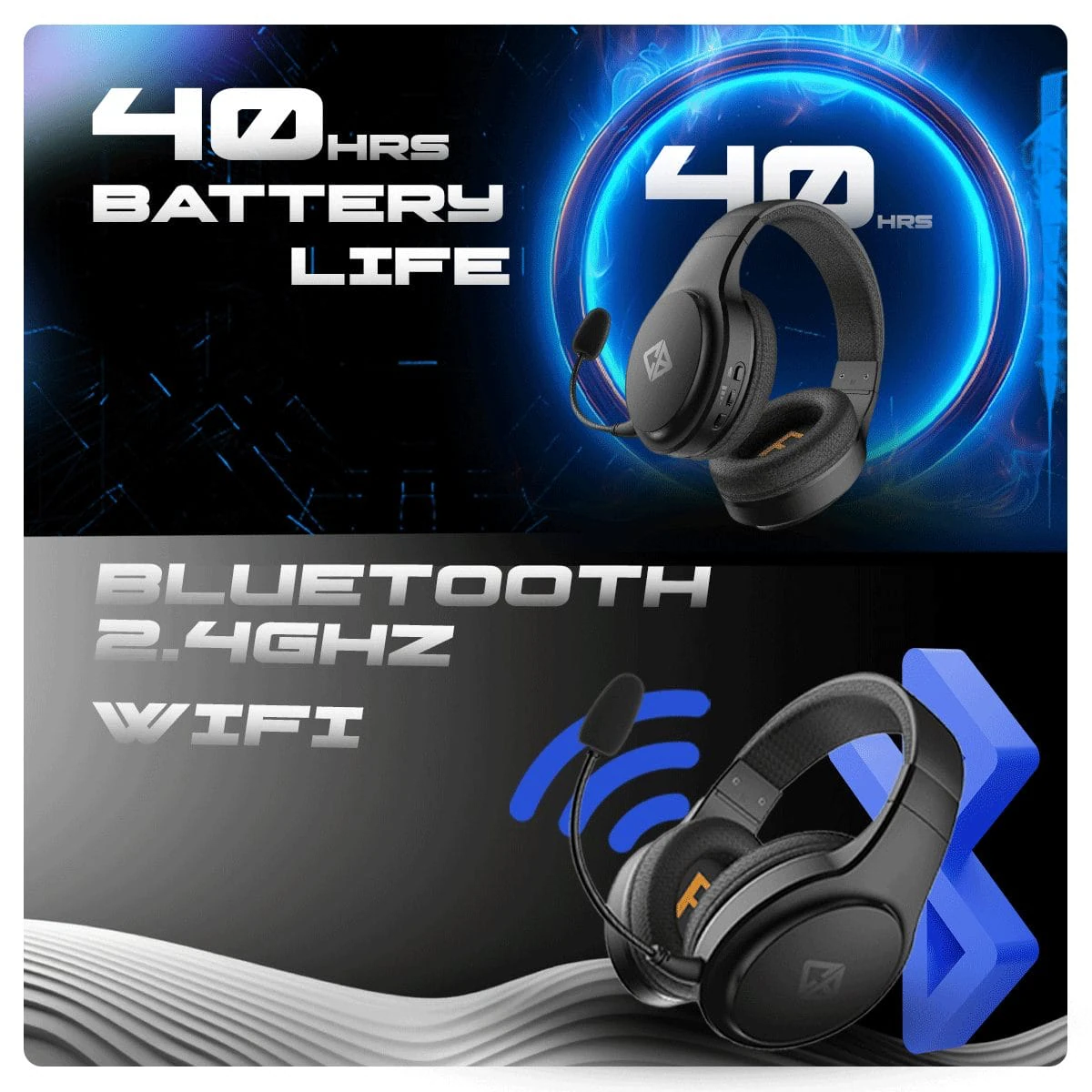 Cosmic Byte Inferno 2.4Ghz Wireless + Bluetooth + Wired Headphone (Black) image 6