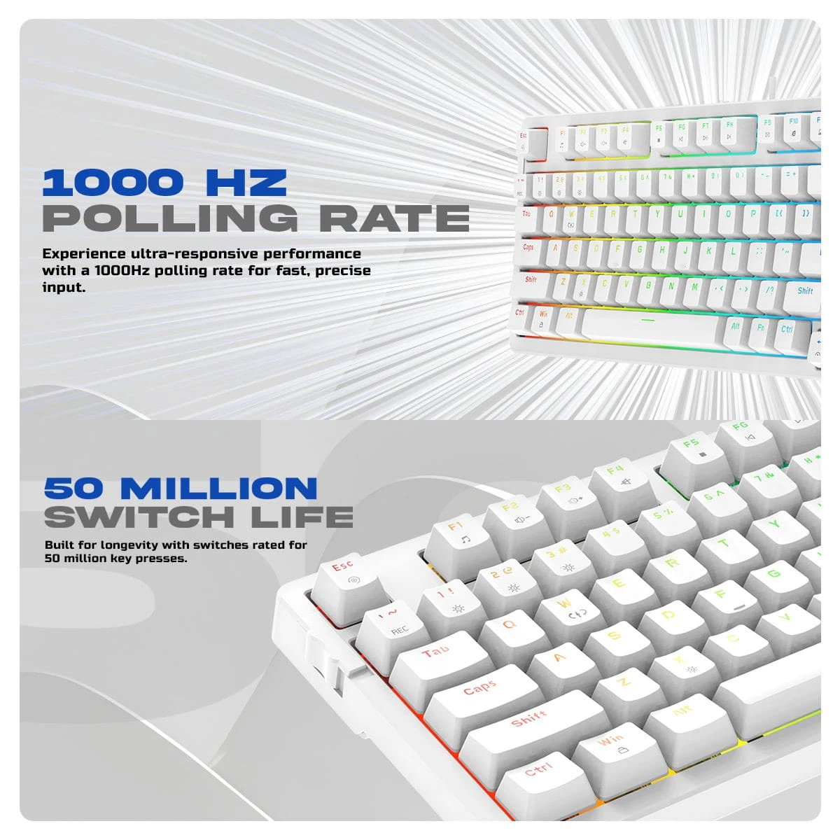Cosmic Byte Phantom Gasket (CB-GK-41) Swappable Red Switches (White) Mechanical Keyboard modxcomputers