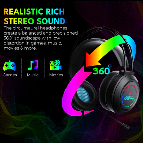 COCO SPORTS GH2 Fusion RGB Gaming Headset (Black)