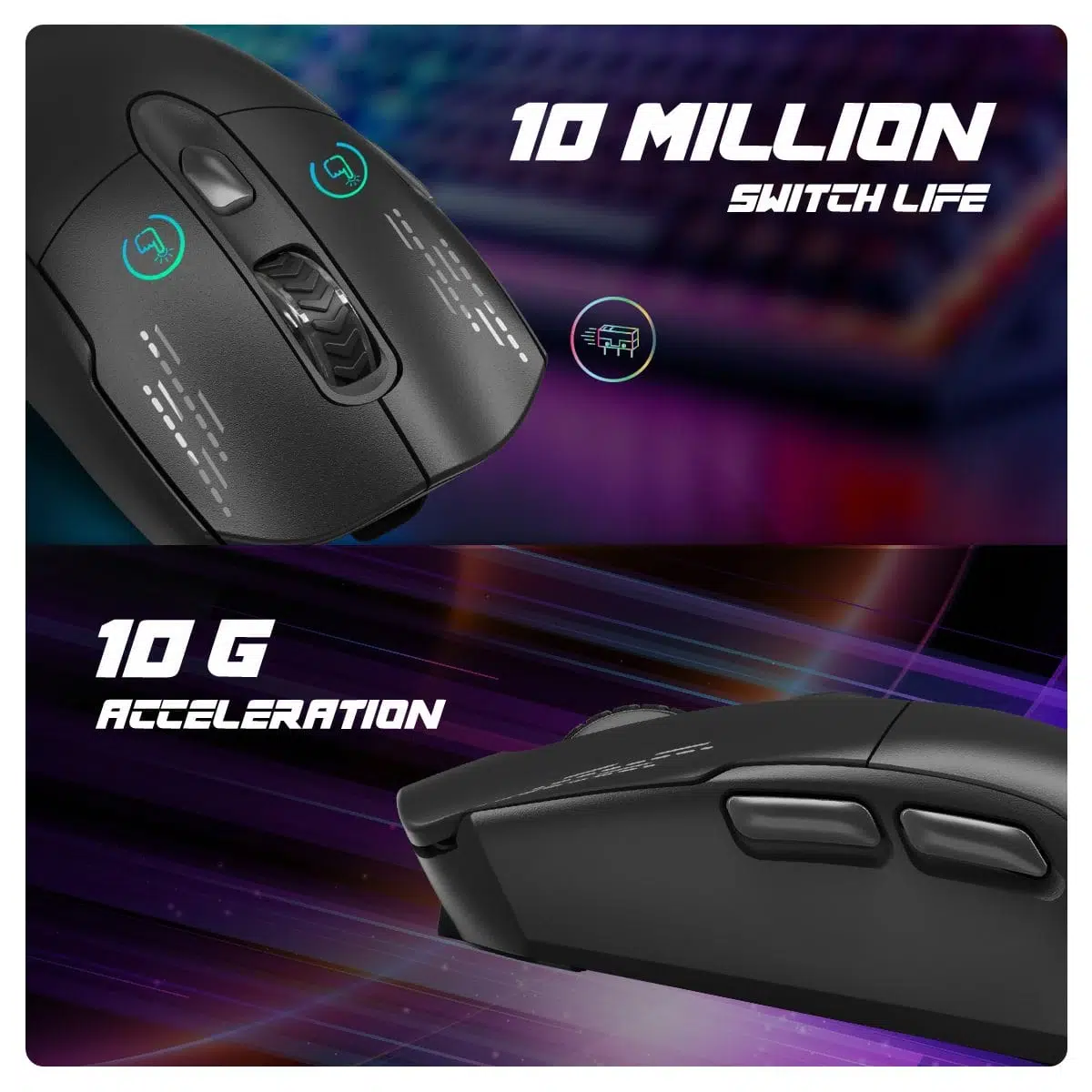 Cosmic Byte Raptor Dual Mode Wireless + Wired Gaming Mouse (Black) modxcomputers
