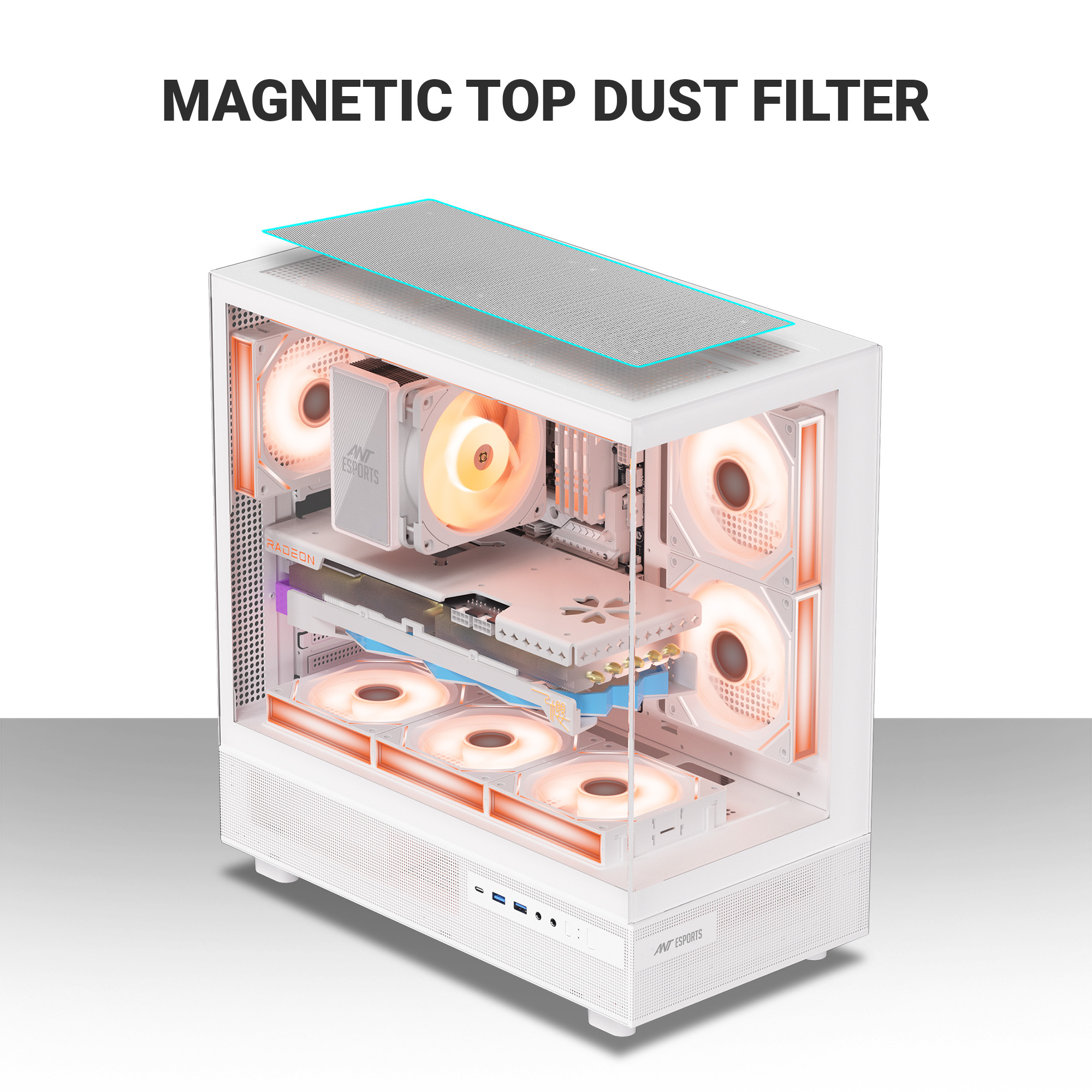 Ant Esports Crystal X6 ARGB (White) Cabinet-img(4)