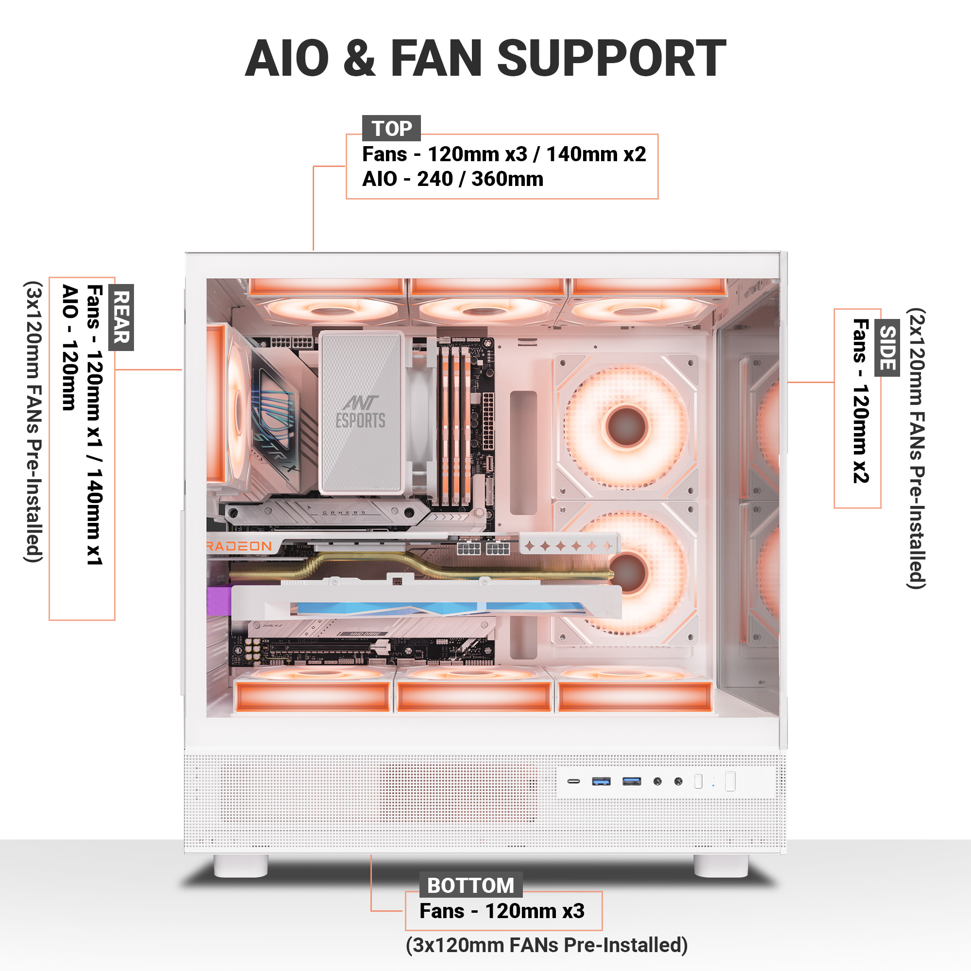 Ant Esports Crystal X6 ARGB (White) Cabinet-img(9)